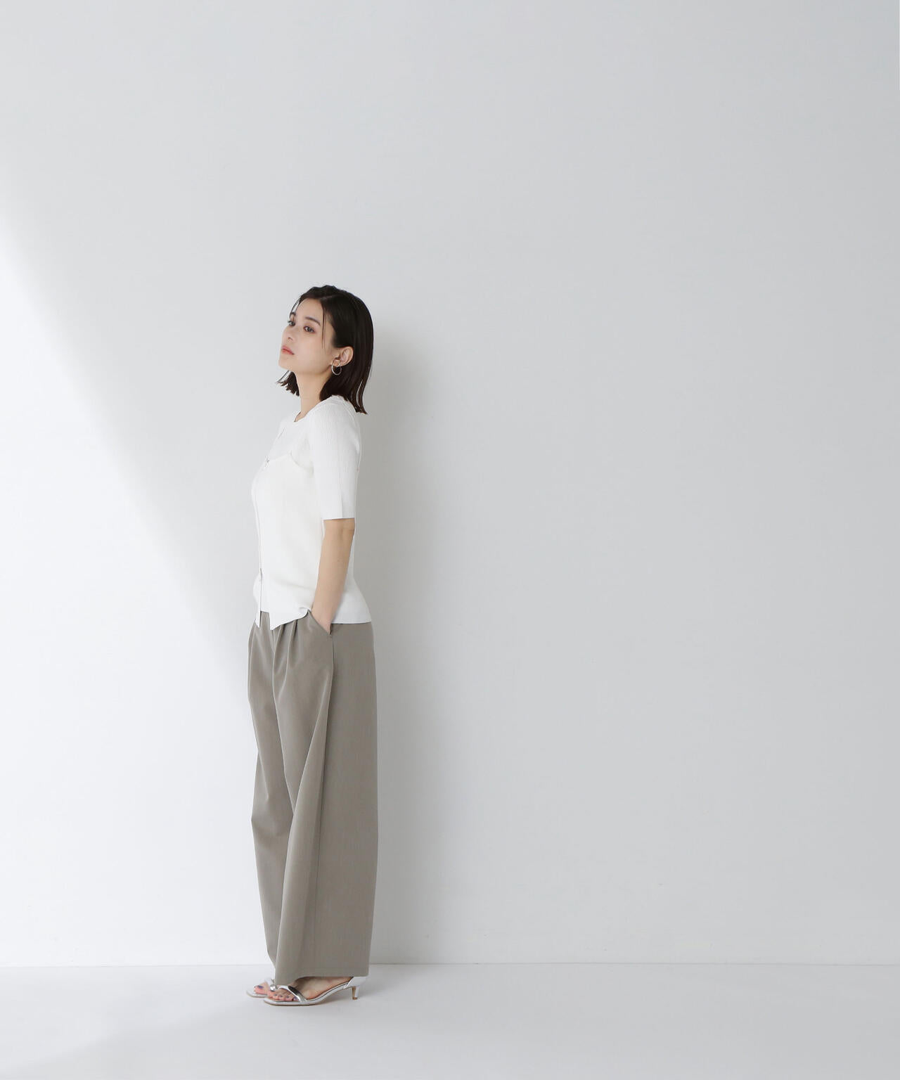 ジップキャミレイヤードニット*