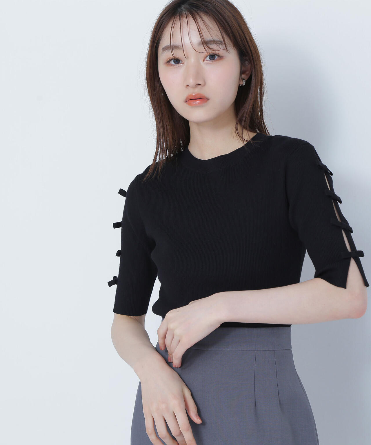 リボンスリーブニット*