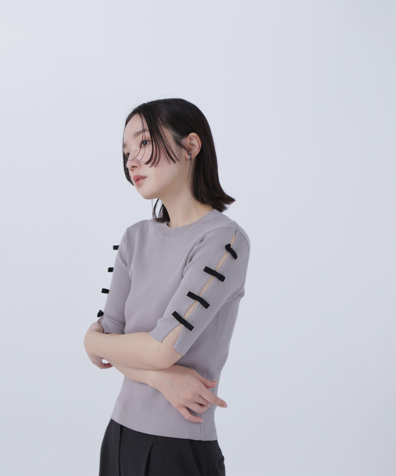 リボンスリーブニット*