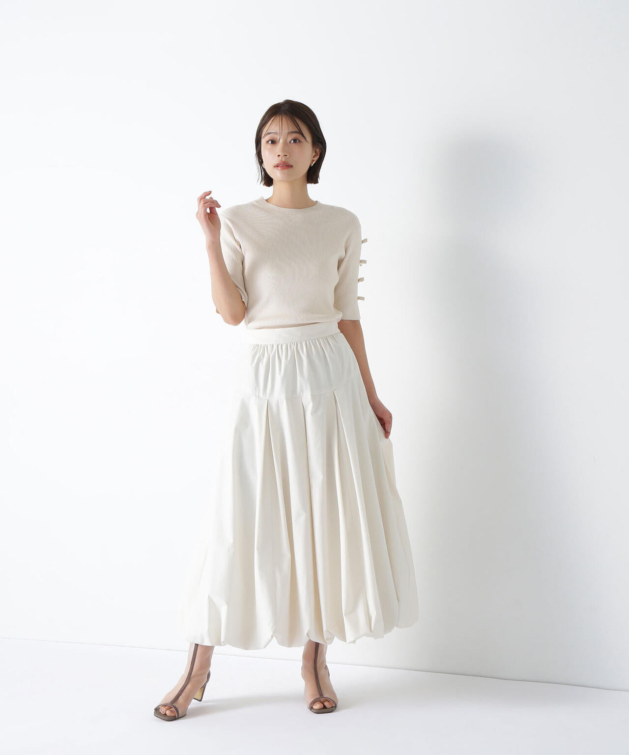 リボンスリーブニット*