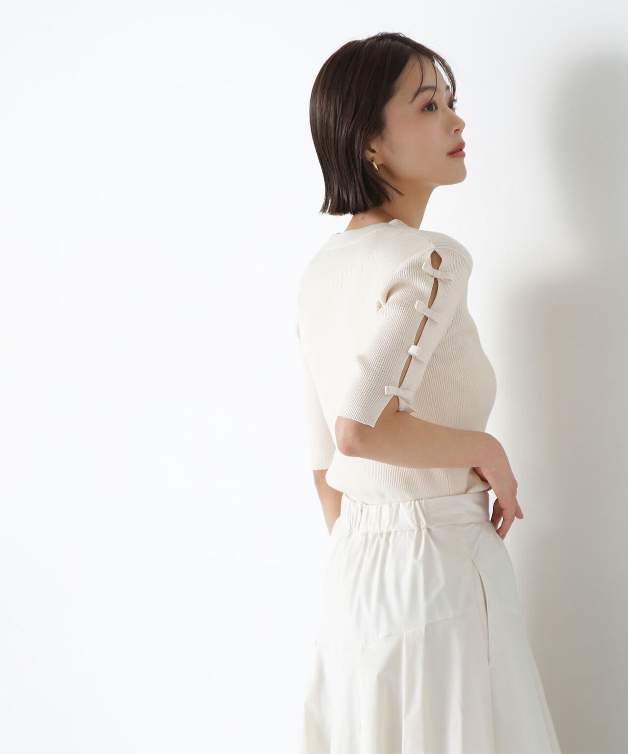リボンスリーブニット*