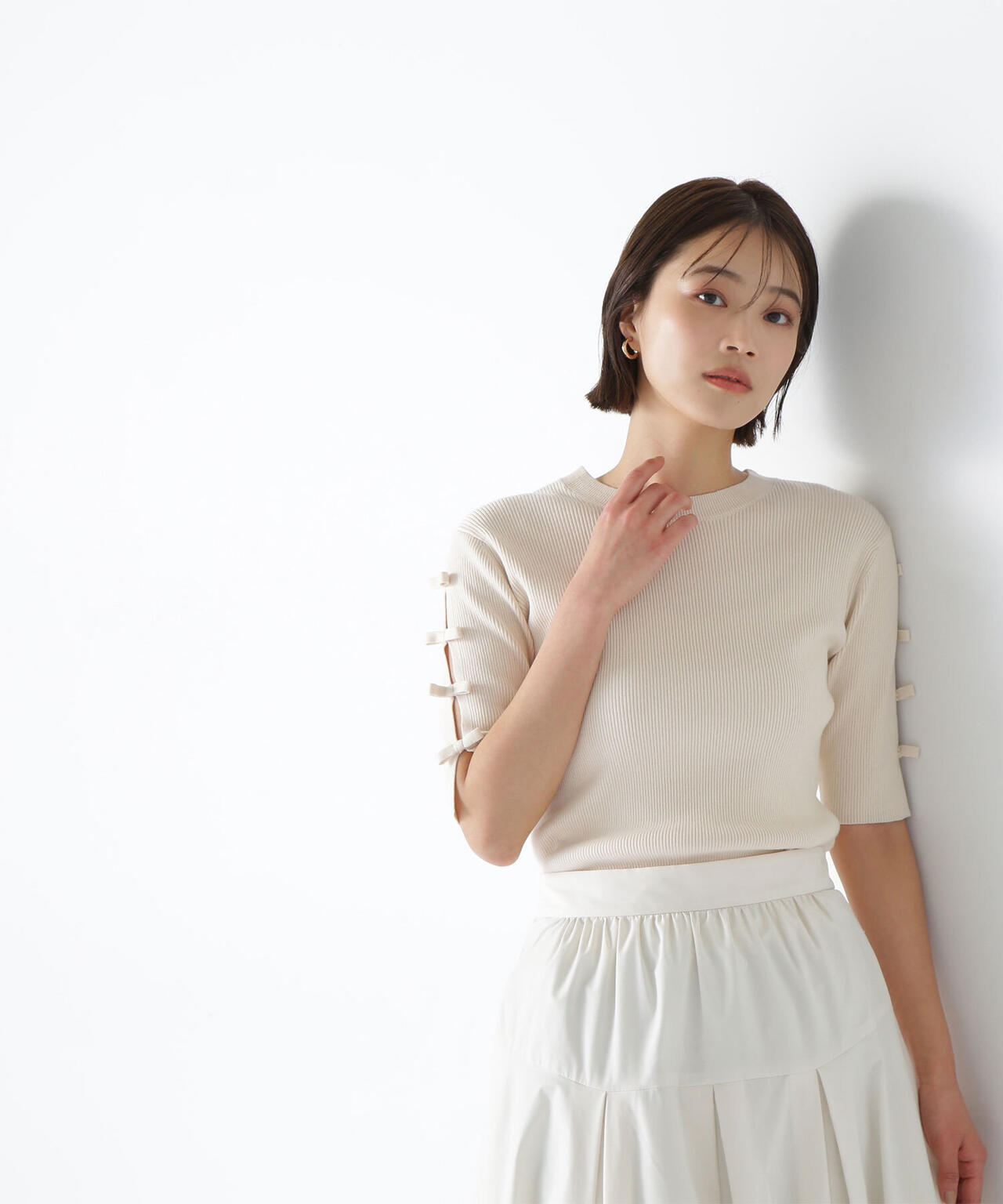 リボンスリーブニット*