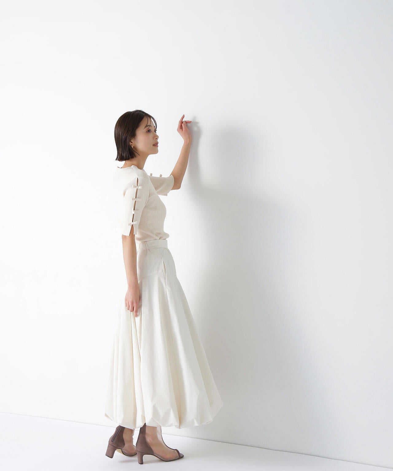リボンスリーブニット*