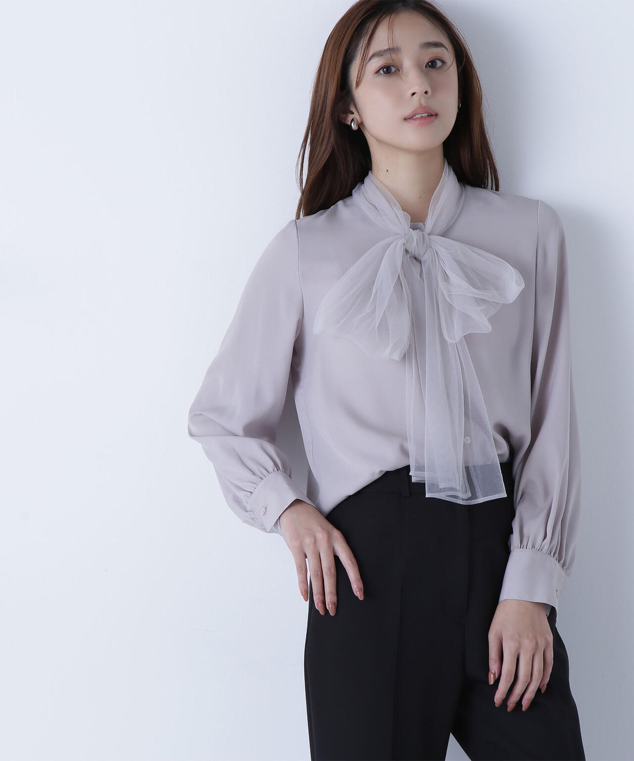 チュールボウタイブラウス