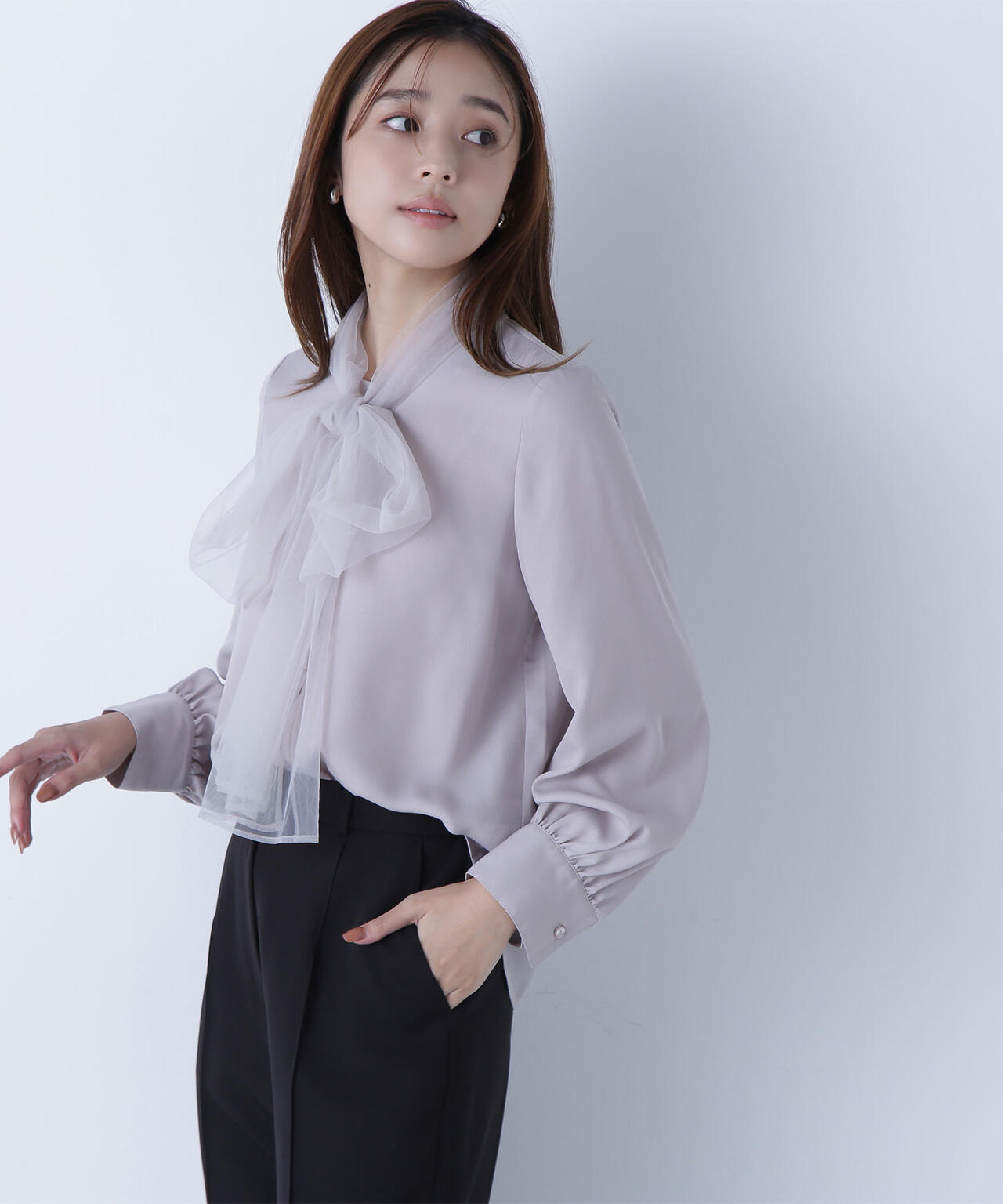 チュールボウタイブラウス