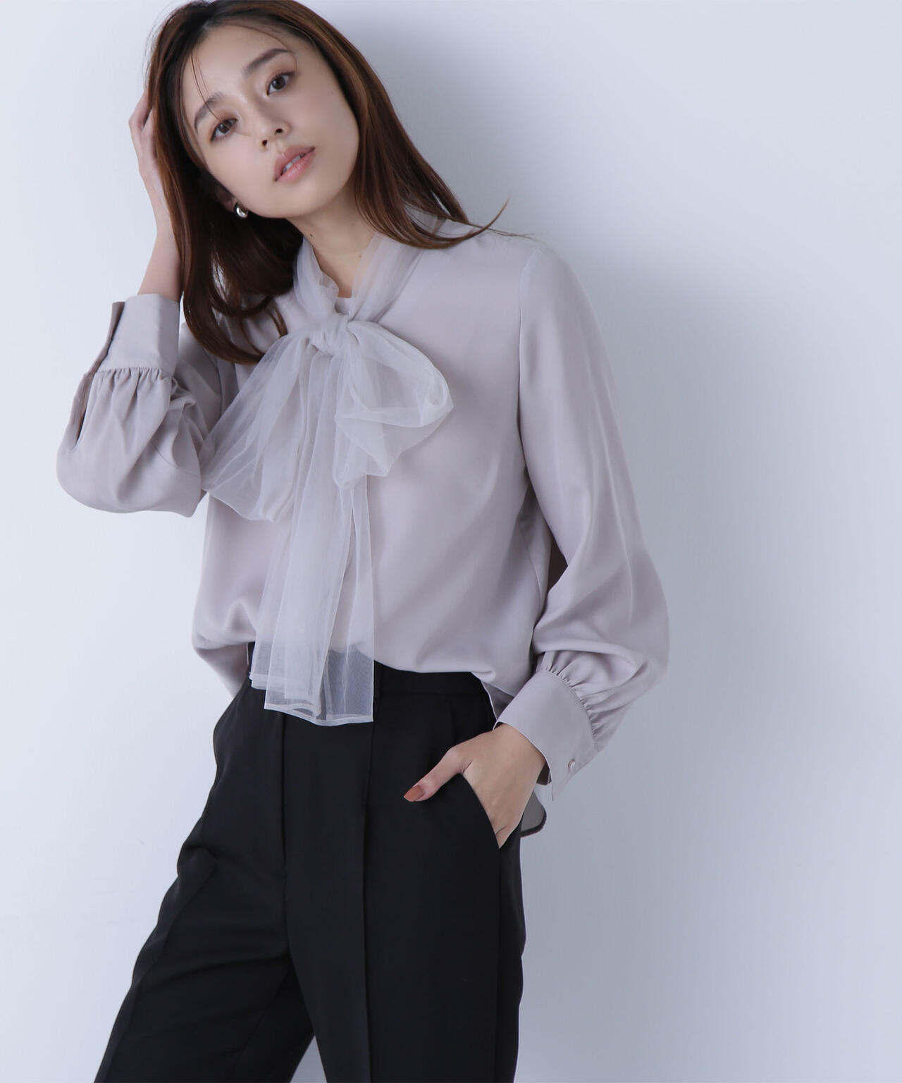 チュールボウタイブラウス