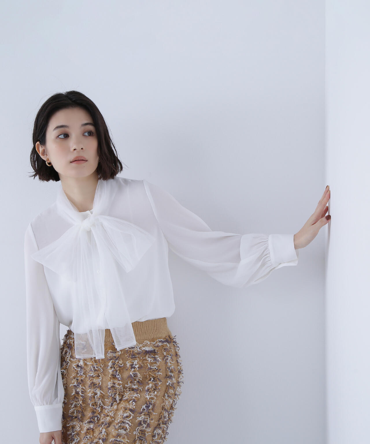 チュールボウタイブラウス