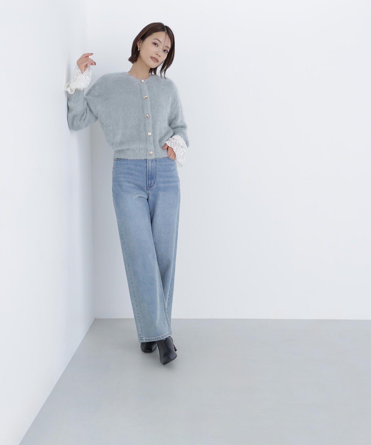 起毛レースフレアカフストップス