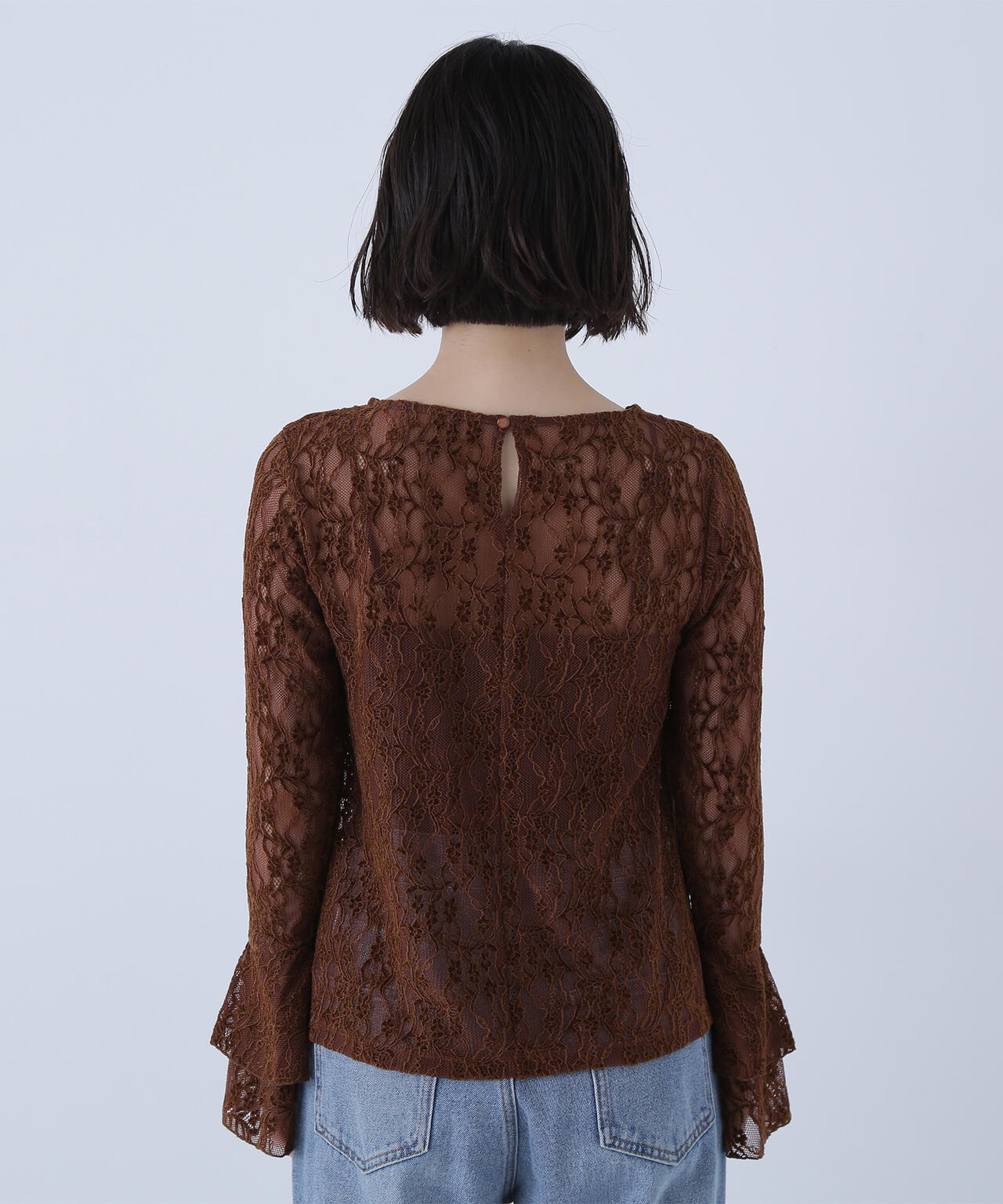 起毛レースフレアカフストップス