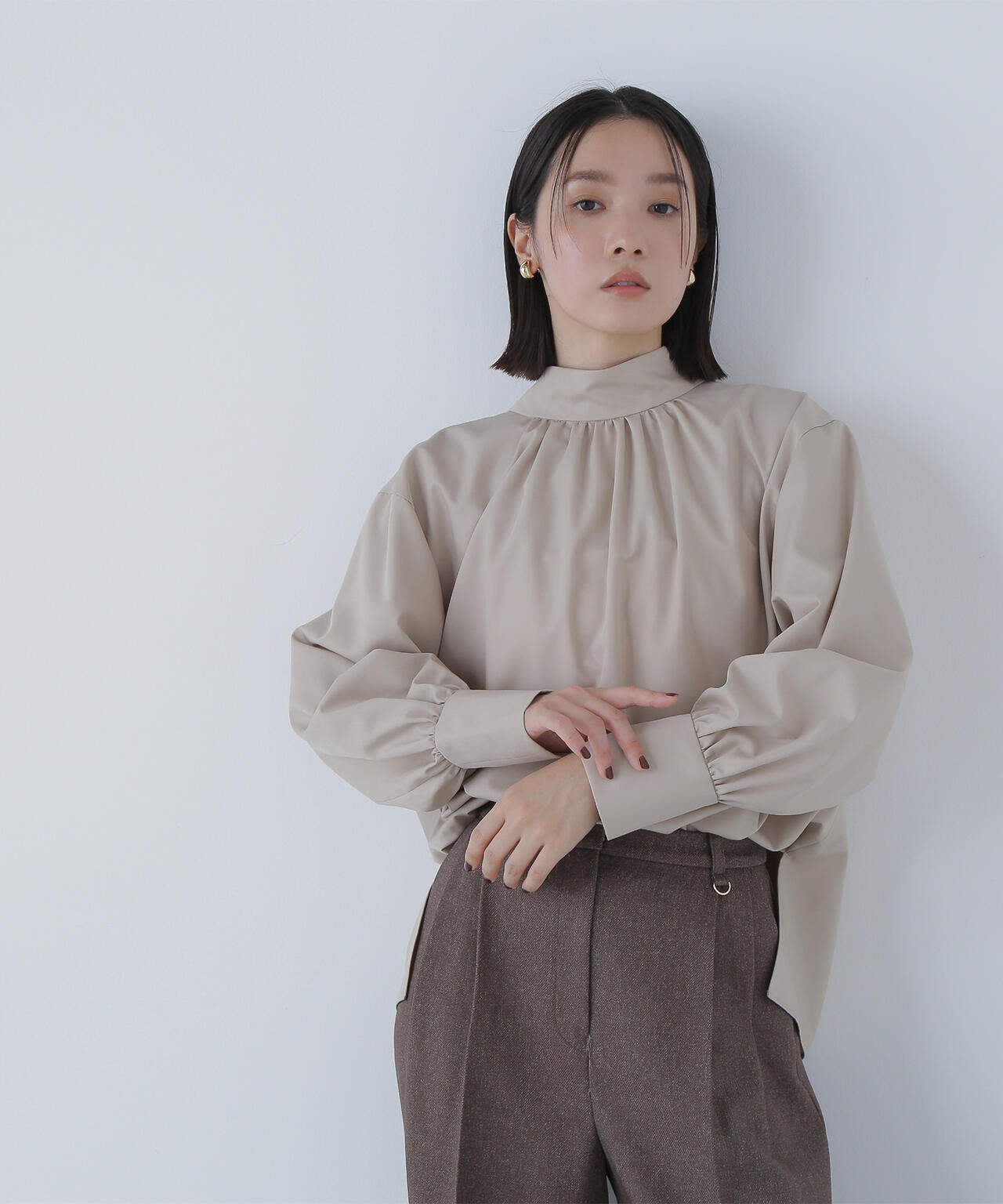 2wayスタンドネックブラウス