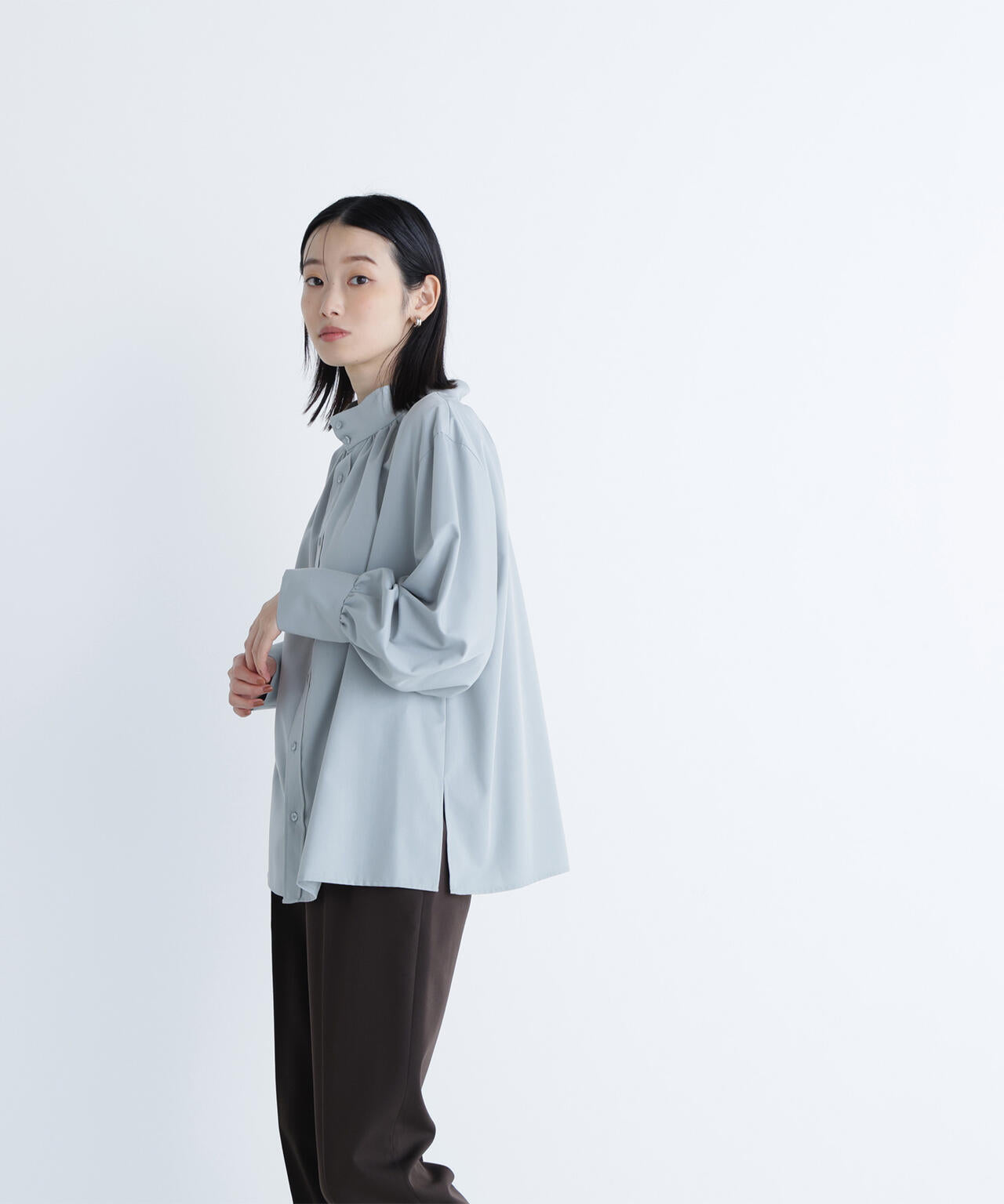 2wayスタンドネックブラウス