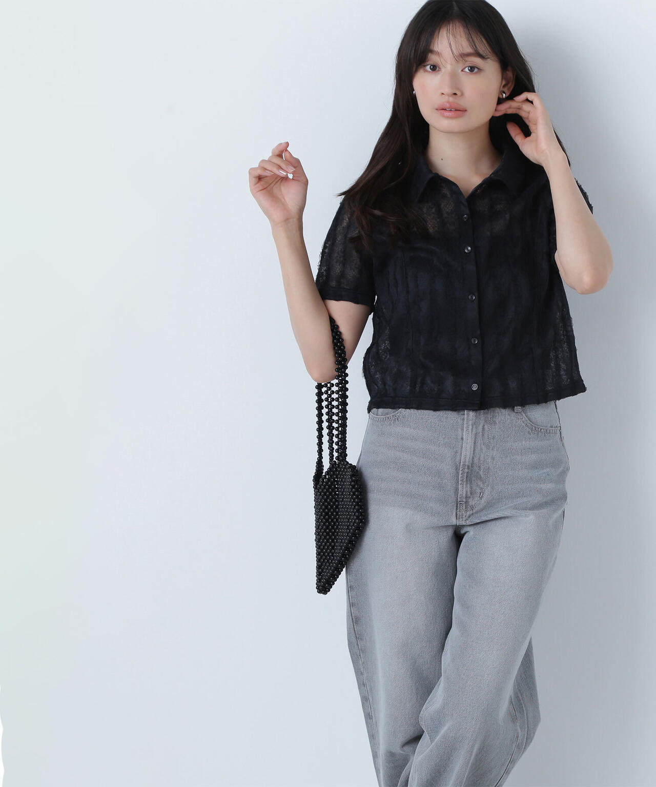 クロップドレースシャツ