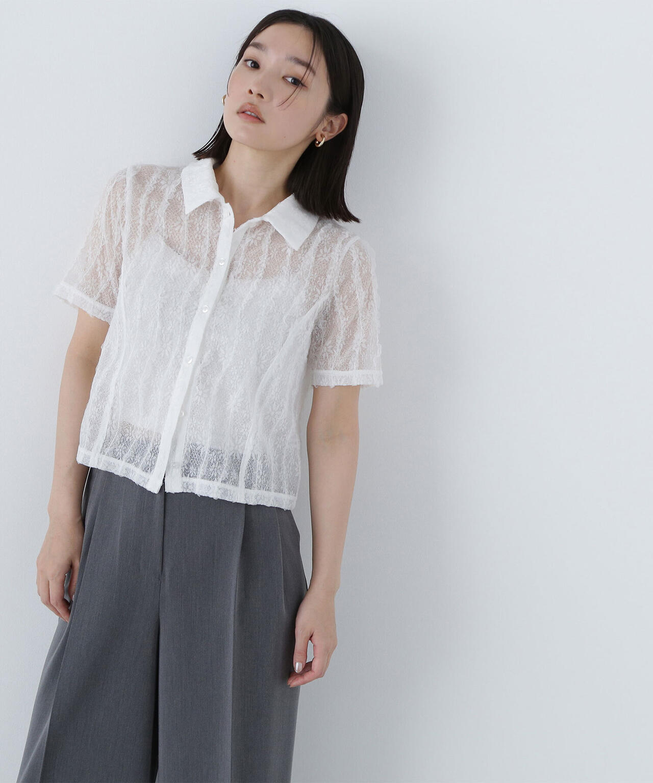 クロップドレースシャツ