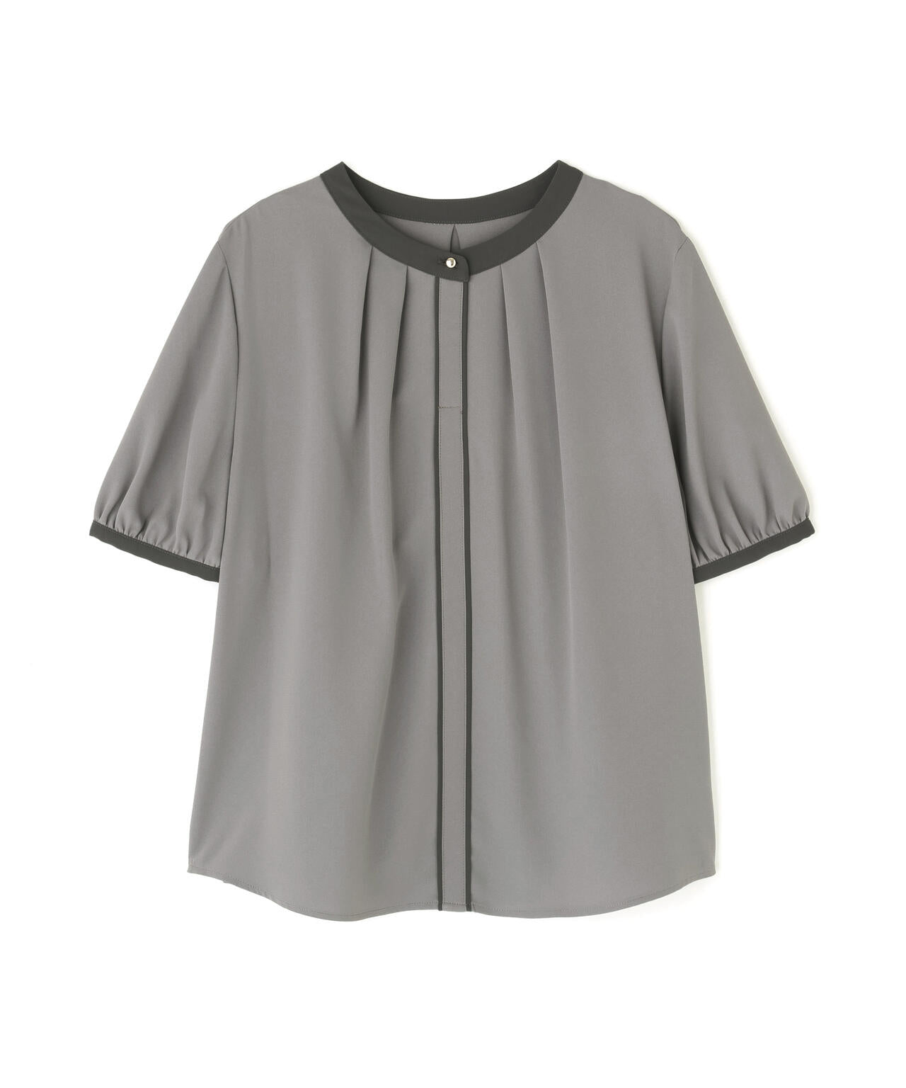 バイカラートリミングブラウス