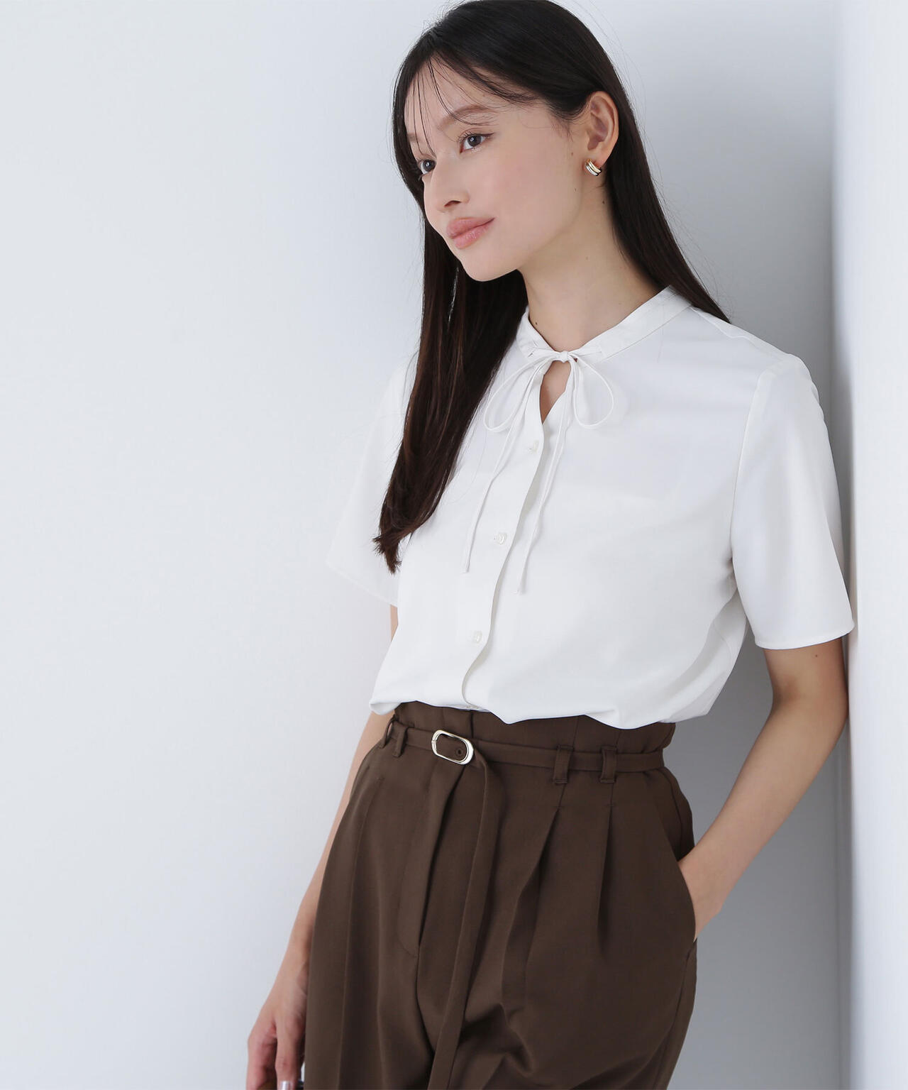 ナローリボンタイブラウス