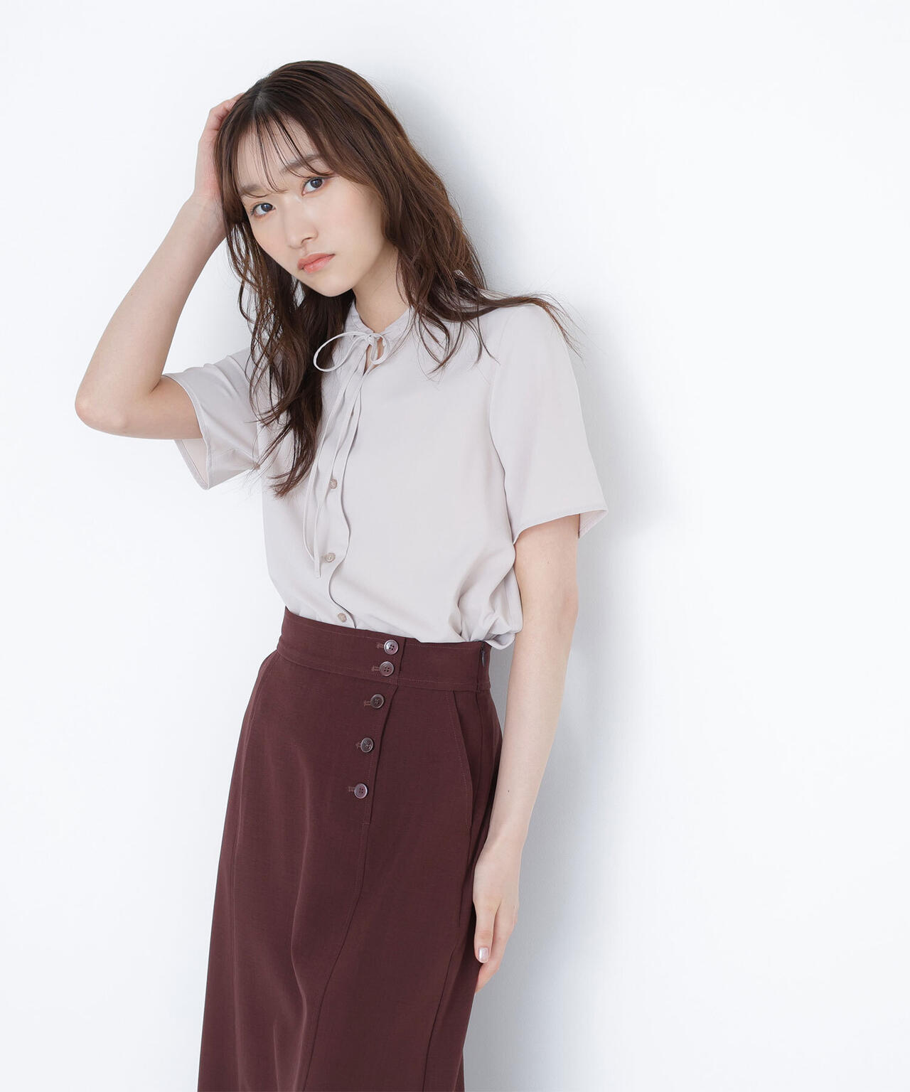 ナローリボンタイブラウス