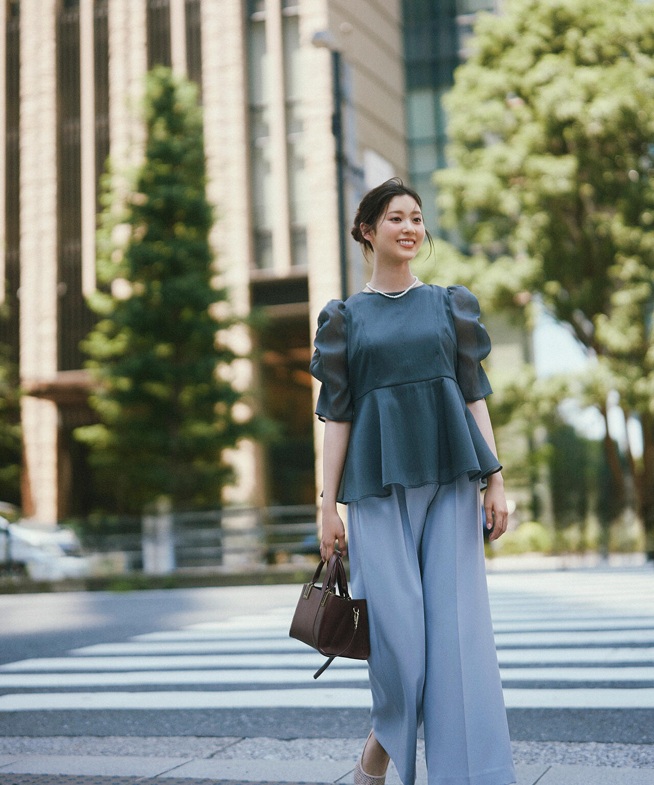 【大宮ルミネ・official site限定カラー:パープル】シアーペプラムブラウス