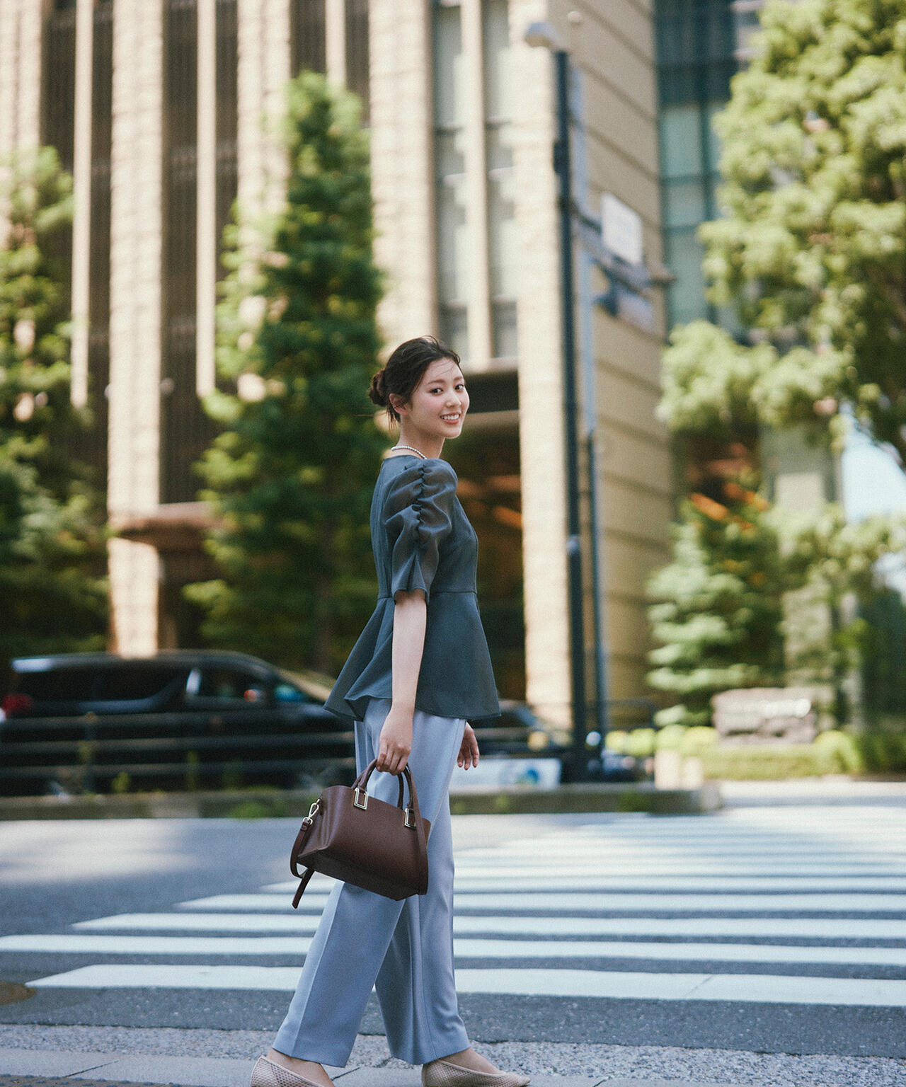 【大宮ルミネ・official site限定カラー:パープル】シアーペプラムブラウス