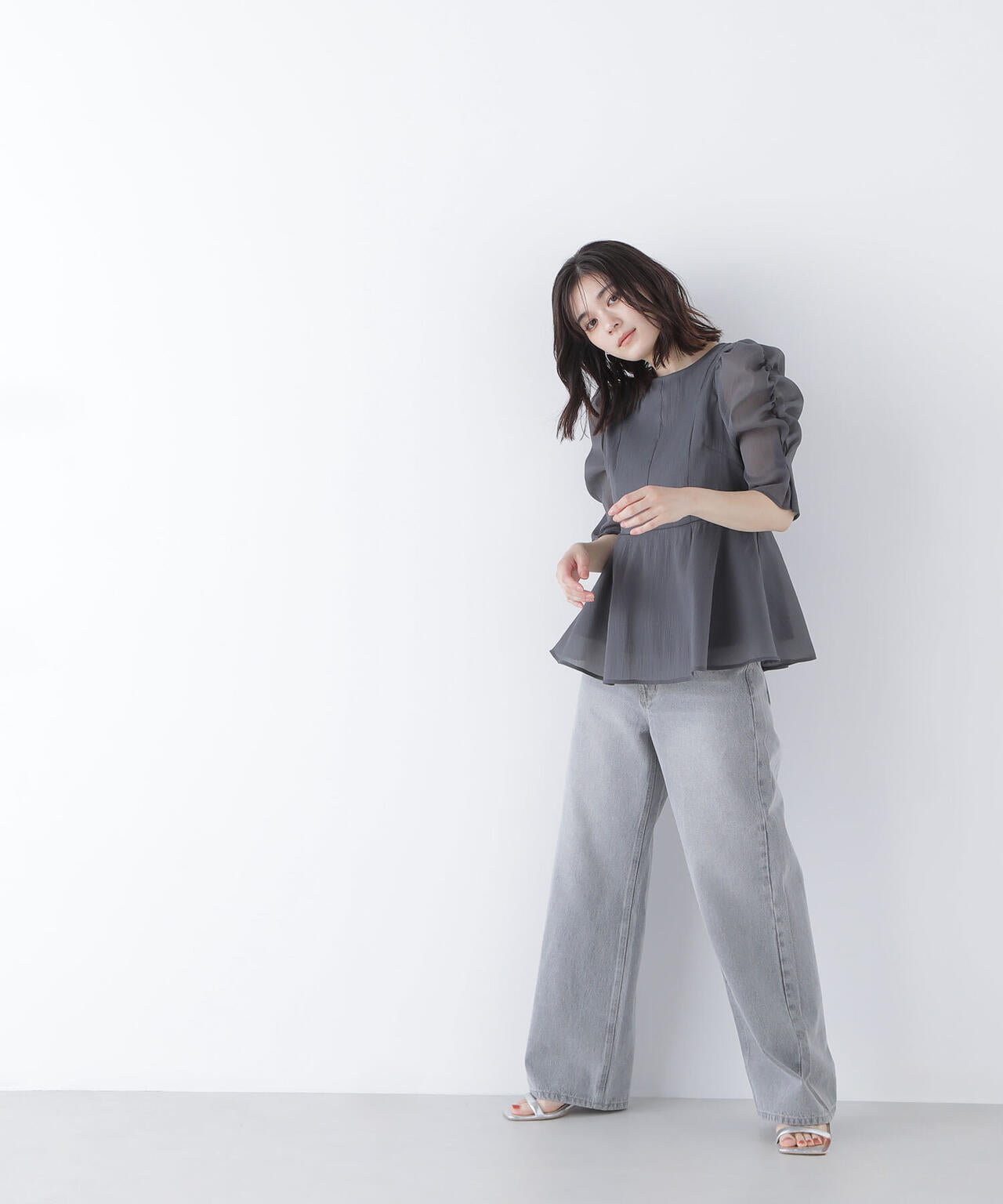 【大宮ルミネ・official site限定カラー:パープル】シアーペプラムブラウス