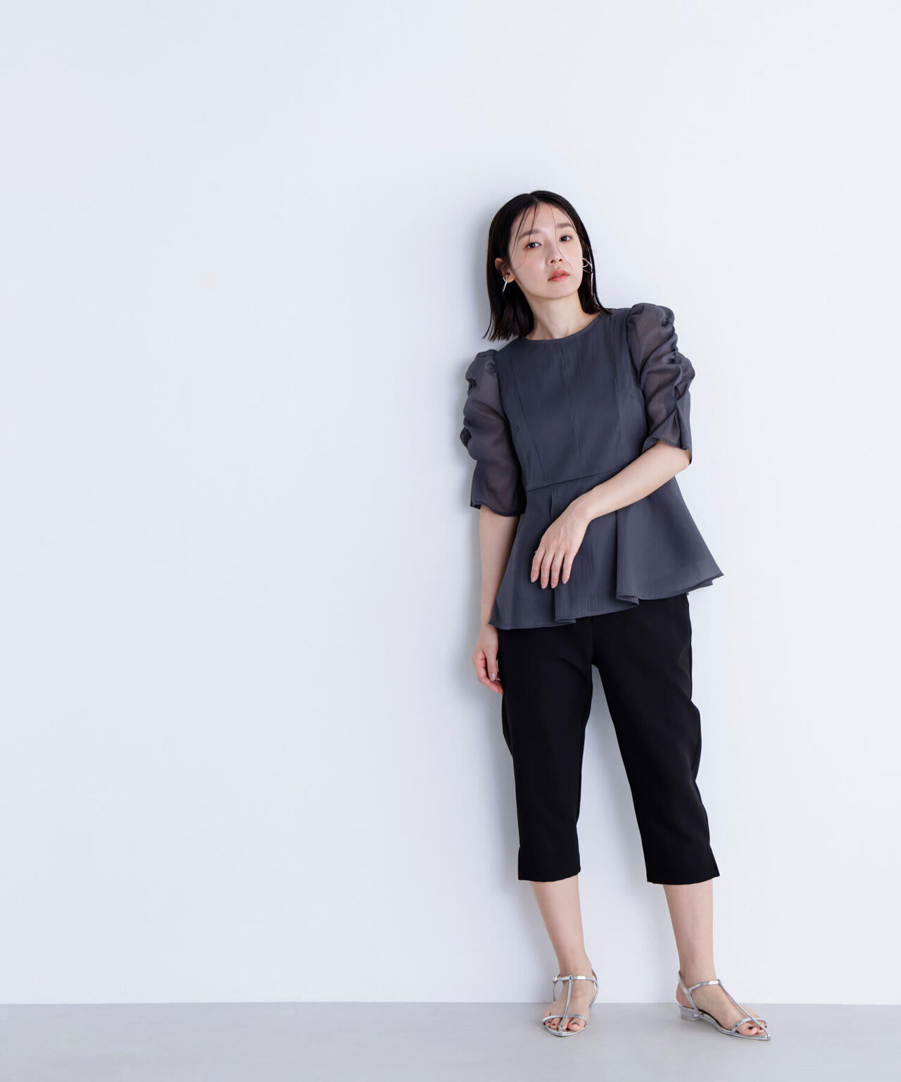 【大宮ルミネ・official site限定カラー:パープル】シアーペプラムブラウス