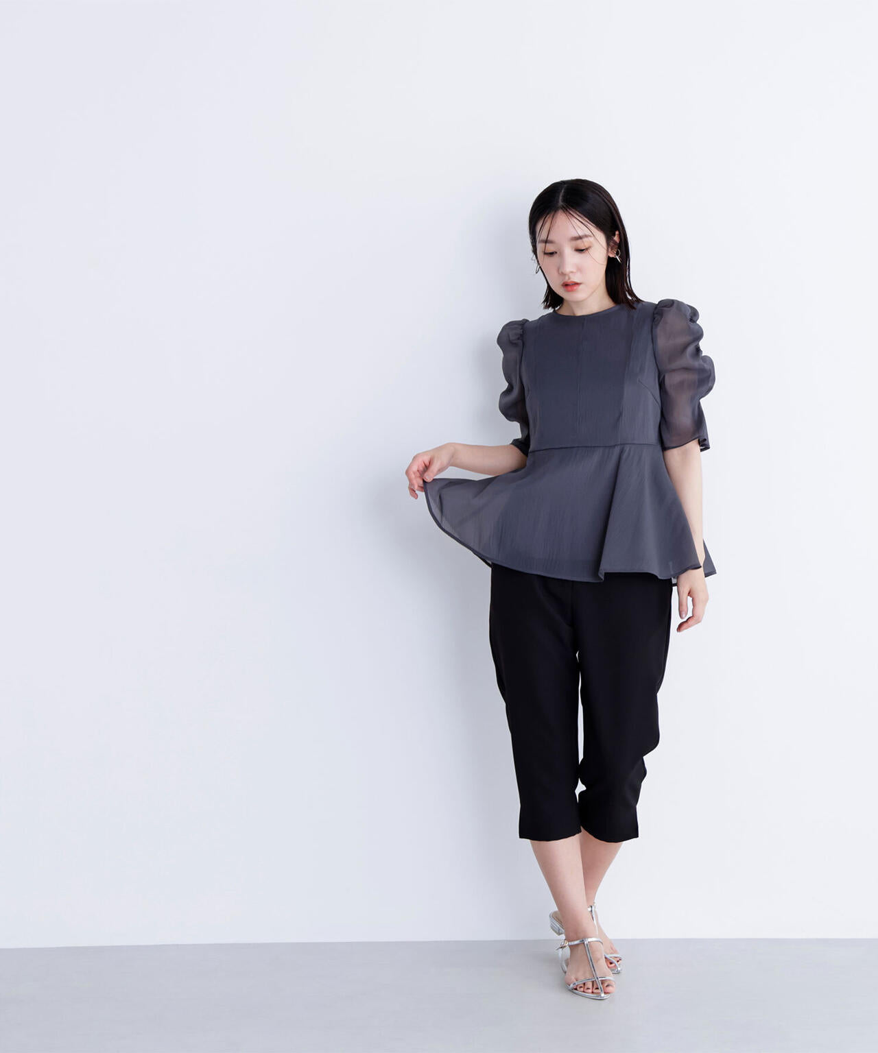 【大宮ルミネ・official site限定カラー:パープル】シアーペプラムブラウス