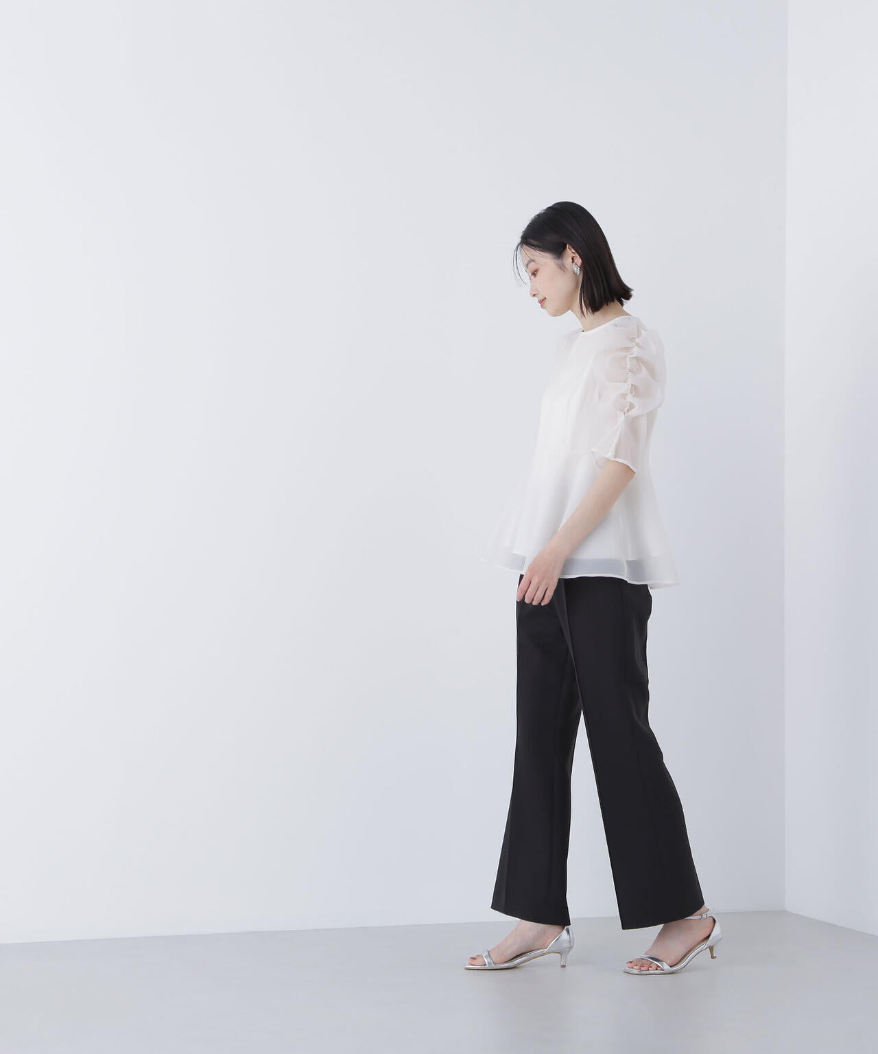 【大宮ルミネ・official site限定カラー:パープル】シアーペプラムブラウス