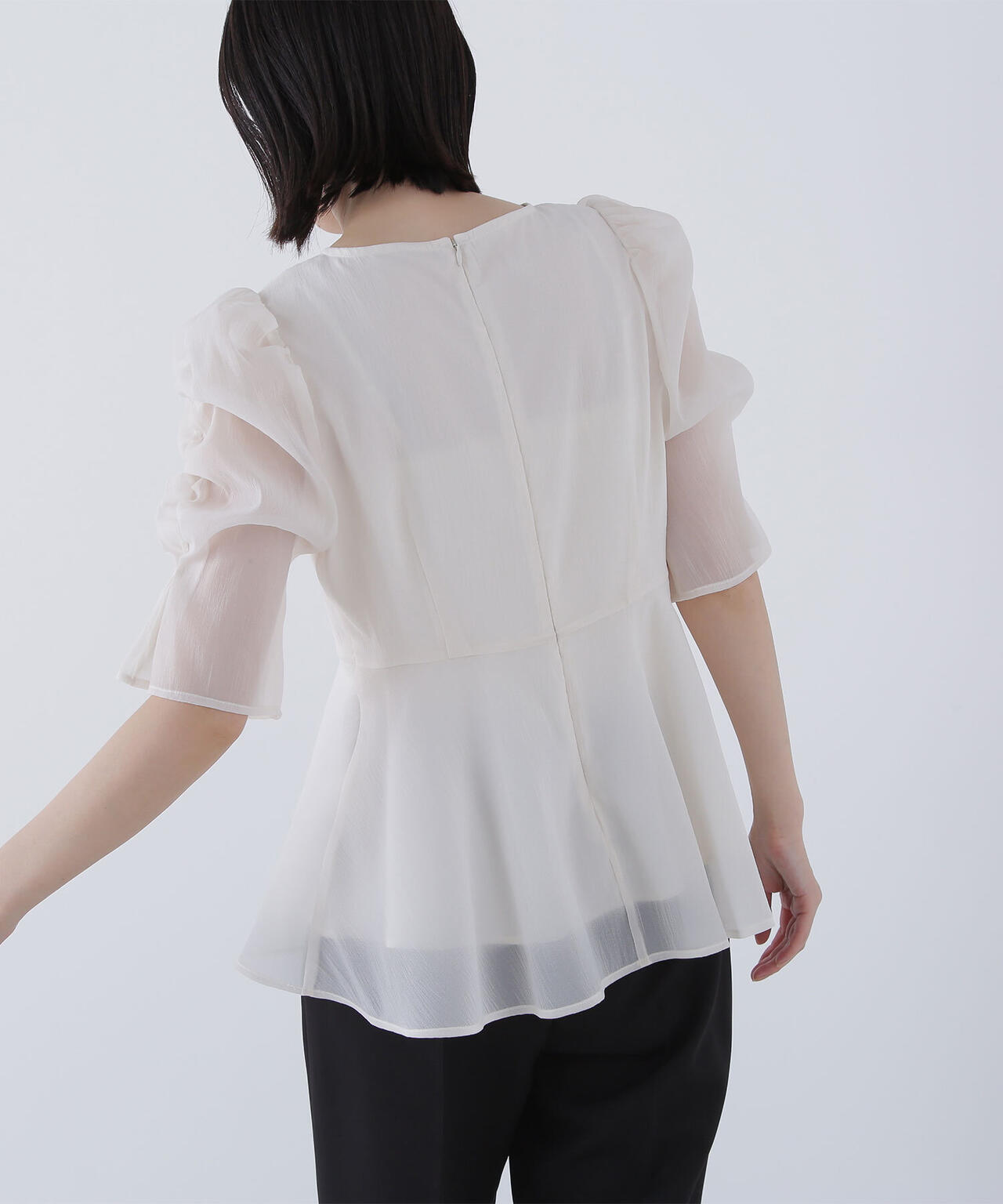 【大宮ルミネ・official site限定カラー:パープル】シアーペプラムブラウス