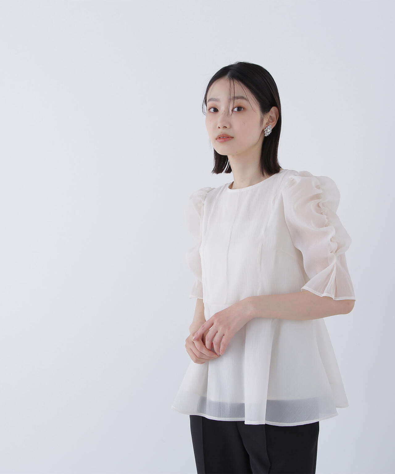 【大宮ルミネ・official site限定カラー:パープル】シアーペプラムブラウス