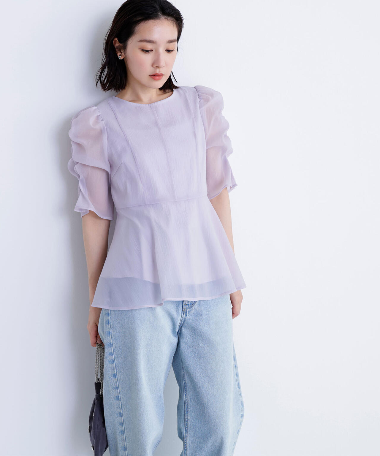【大宮ルミネ・official site限定カラー:パープル】シアーペプラムブラウス