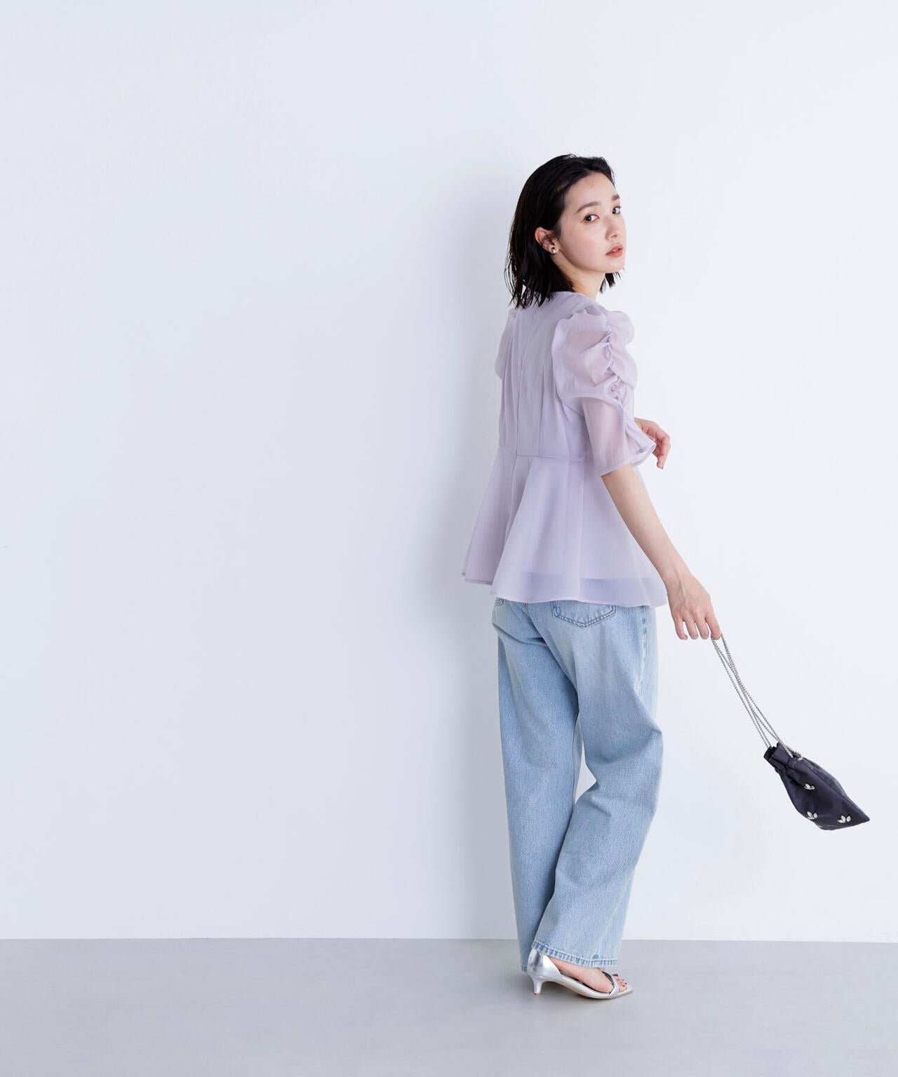 【大宮ルミネ・official site限定カラー:パープル】シアーペプラムブラウス