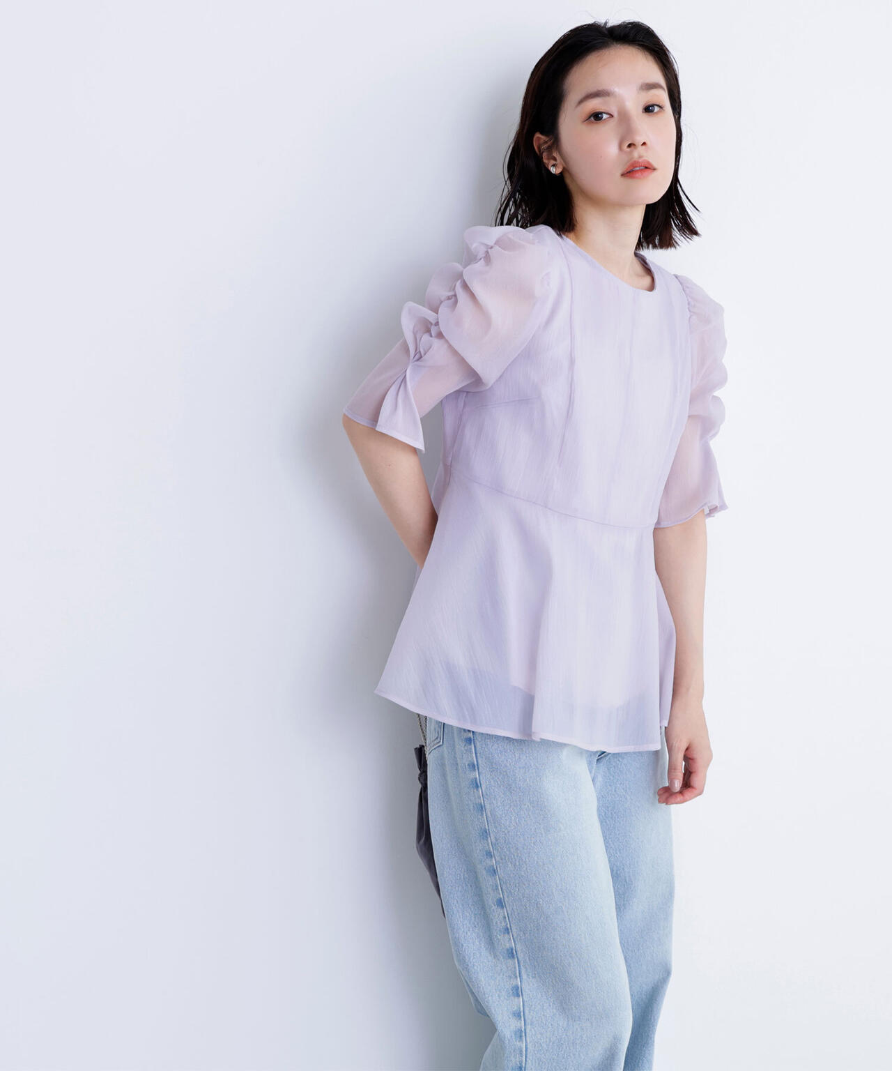 【大宮ルミネ・official site限定カラー:パープル】シアーペプラムブラウス