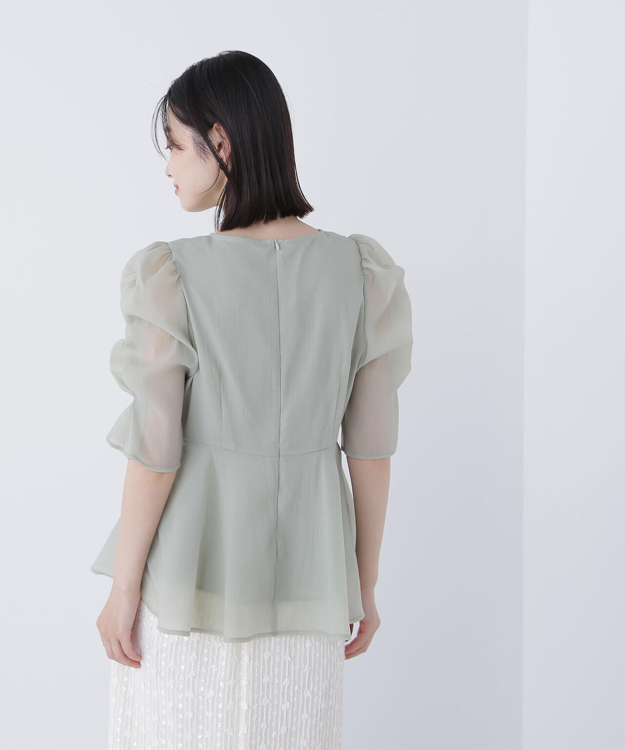 【大宮ルミネ・official site限定カラー:パープル】シアーペプラムブラウス