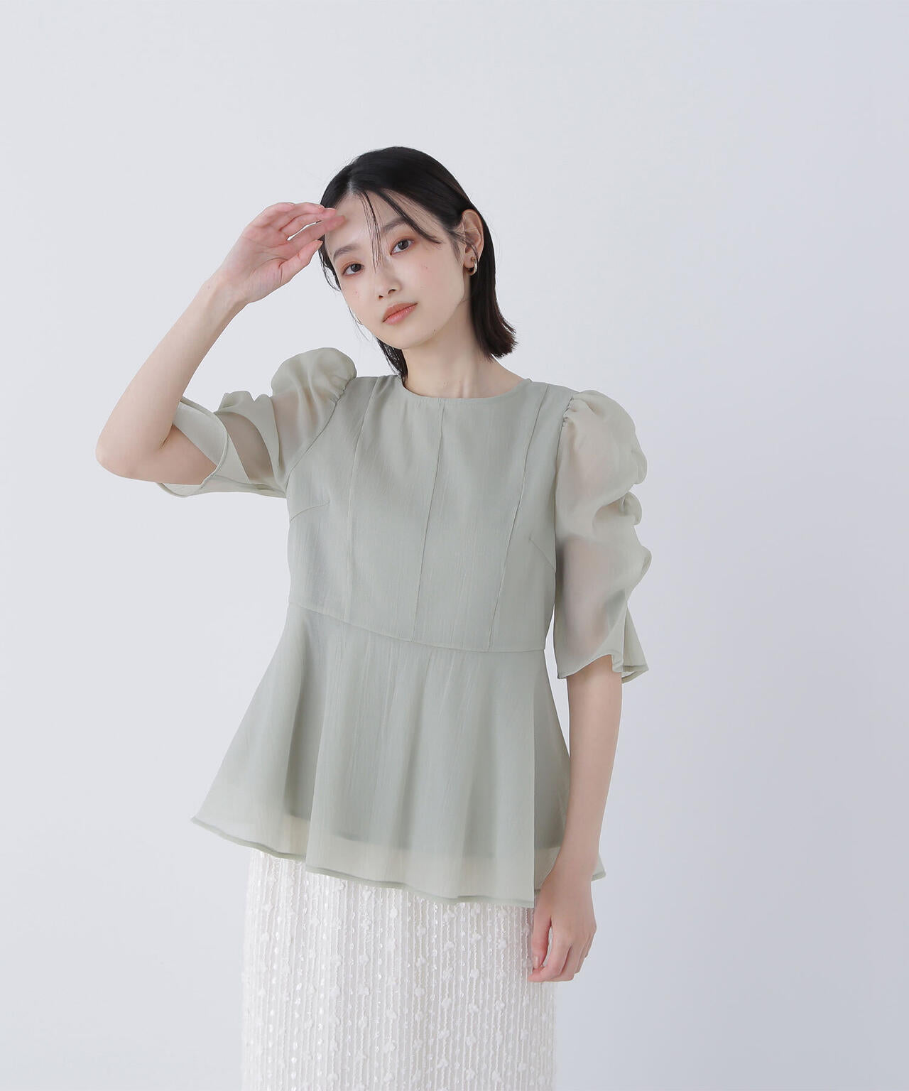 【大宮ルミネ・official site限定カラー:パープル】シアーペプラムブラウス