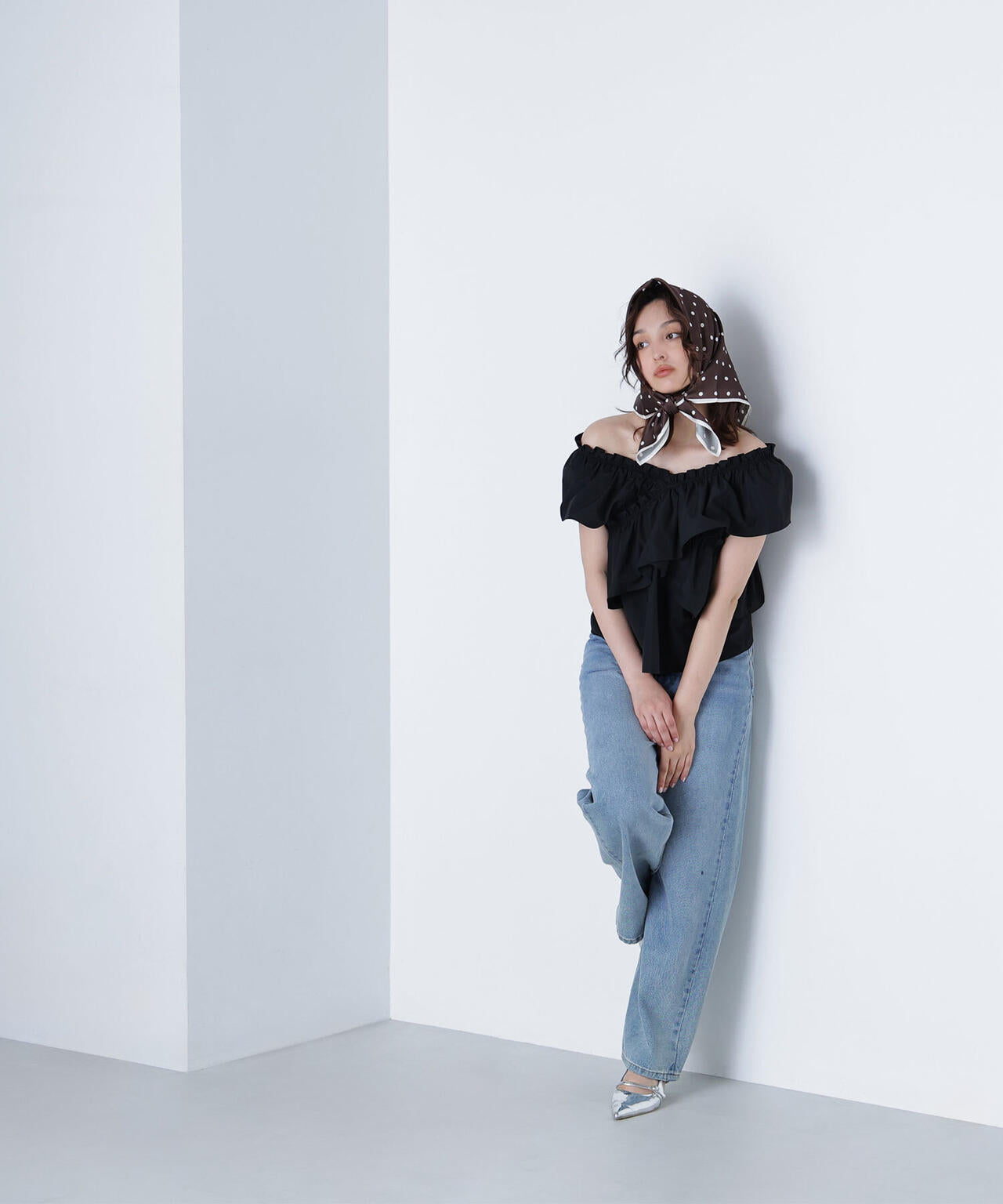 クロスフリルギャザーブラウス