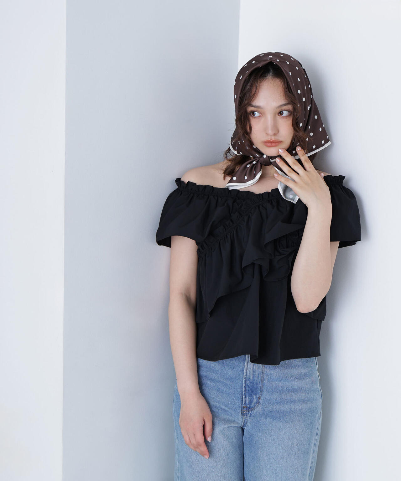 クロスフリルギャザーブラウス