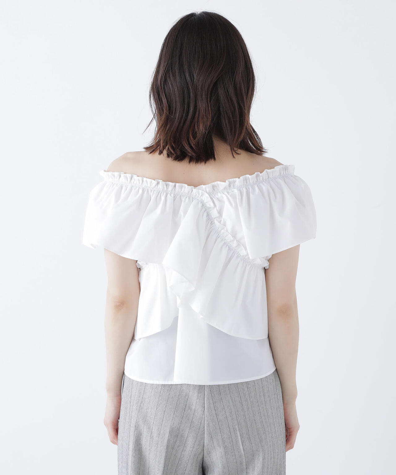 クロスフリルギャザーブラウス