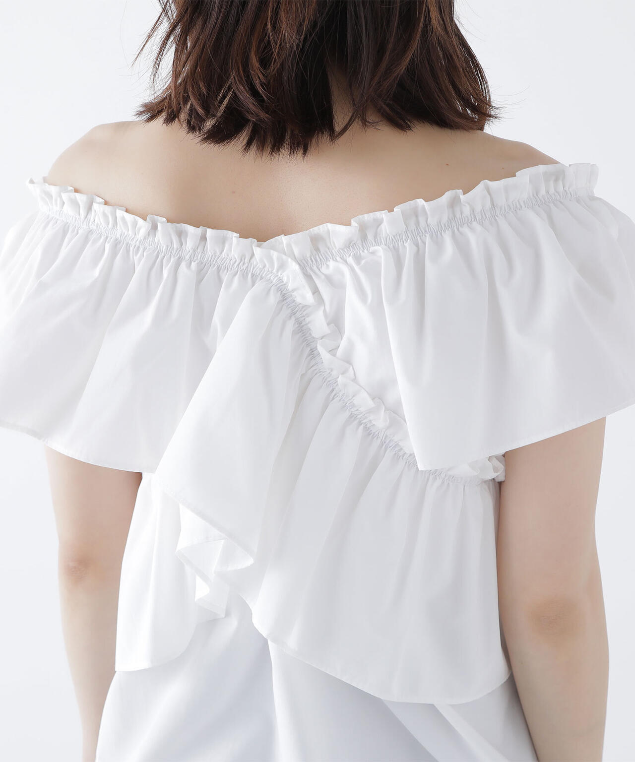 クロスフリルギャザーブラウス