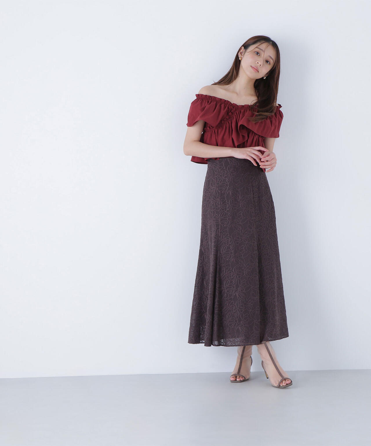 クロスフリルギャザーブラウス