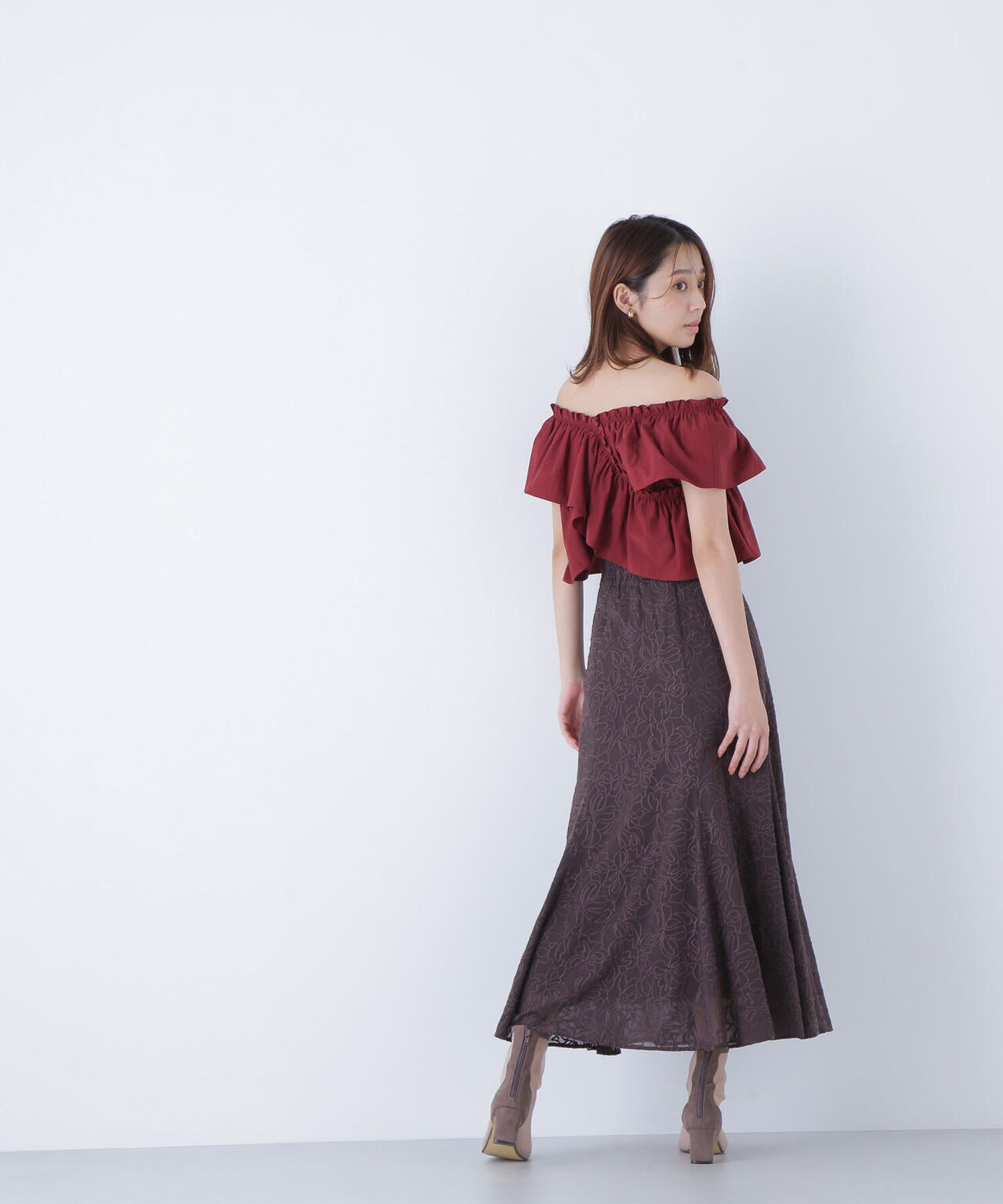 クロスフリルギャザーブラウス