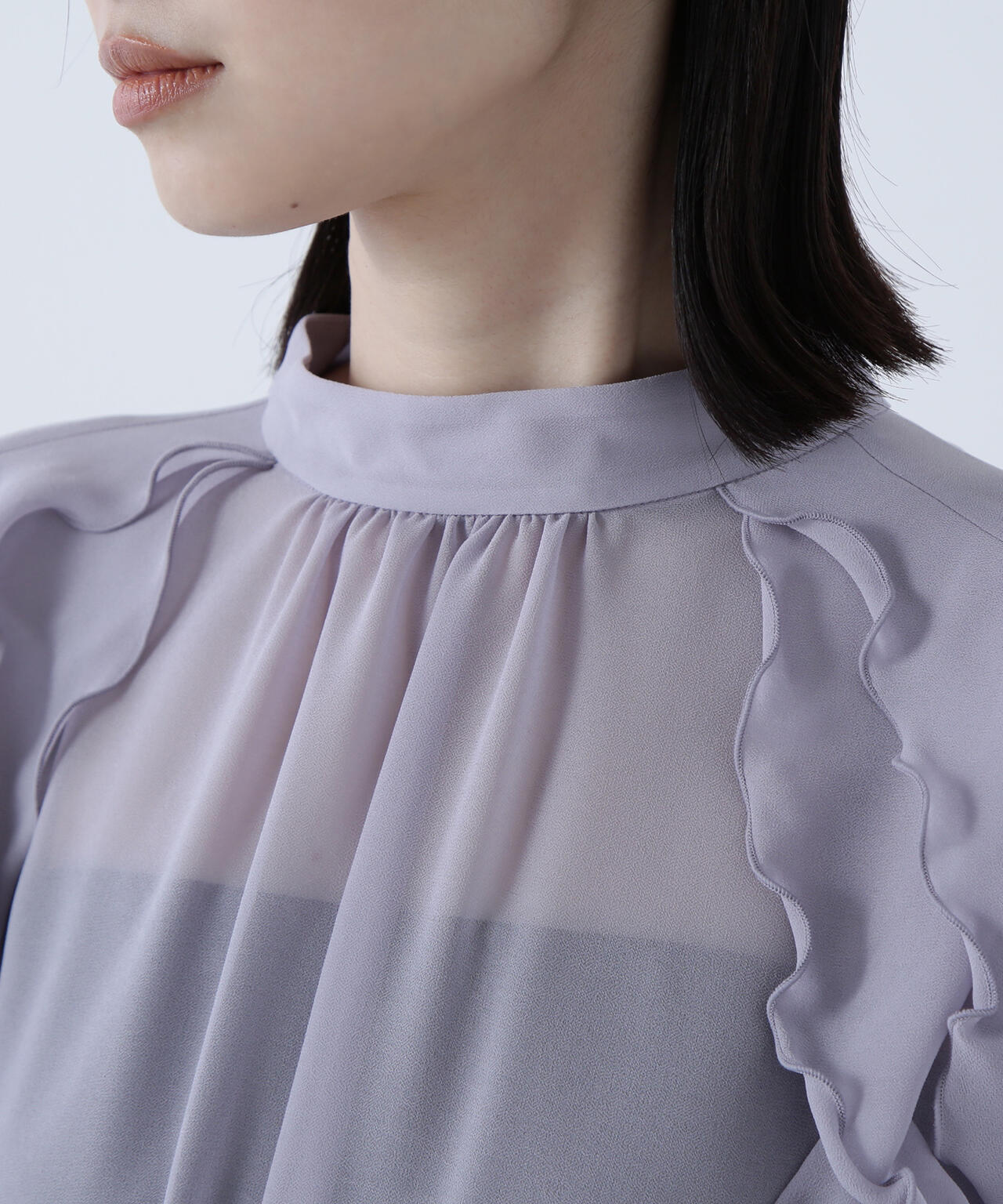 ラッフルスリーブチュニックブラウス