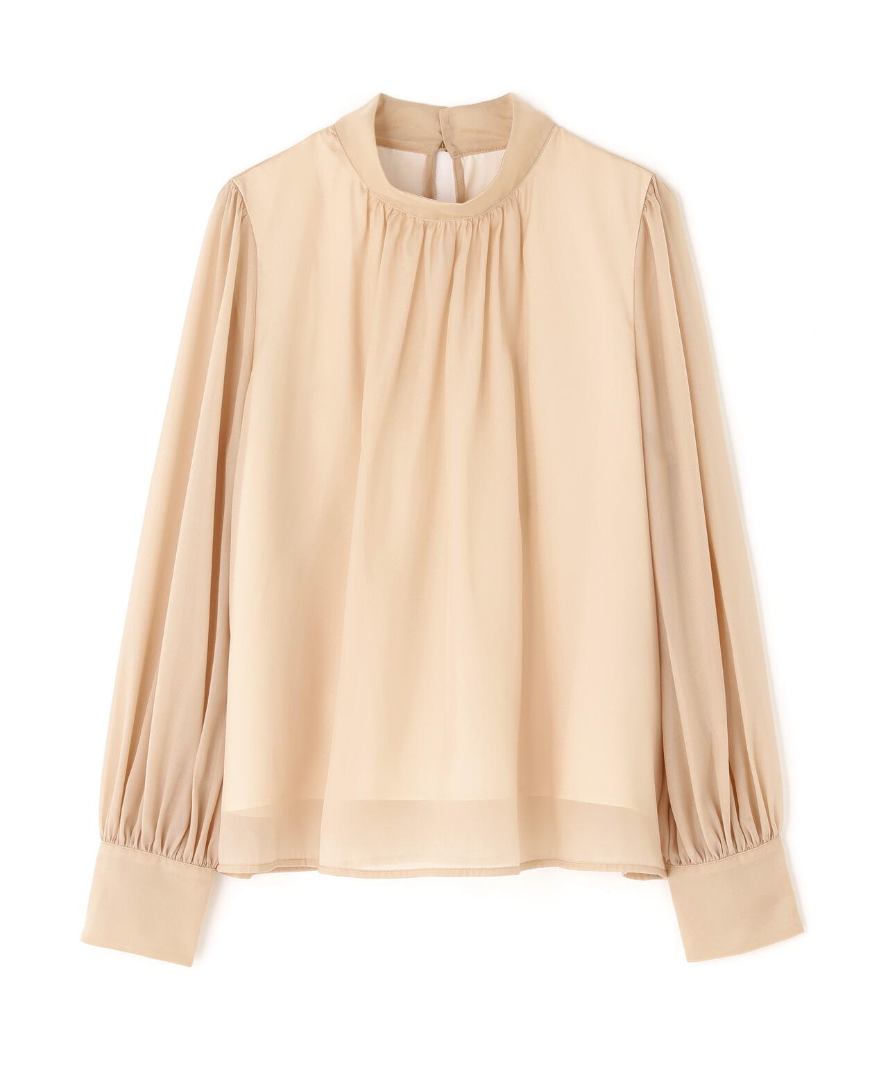 ハイネックボリュームシアーブラウス