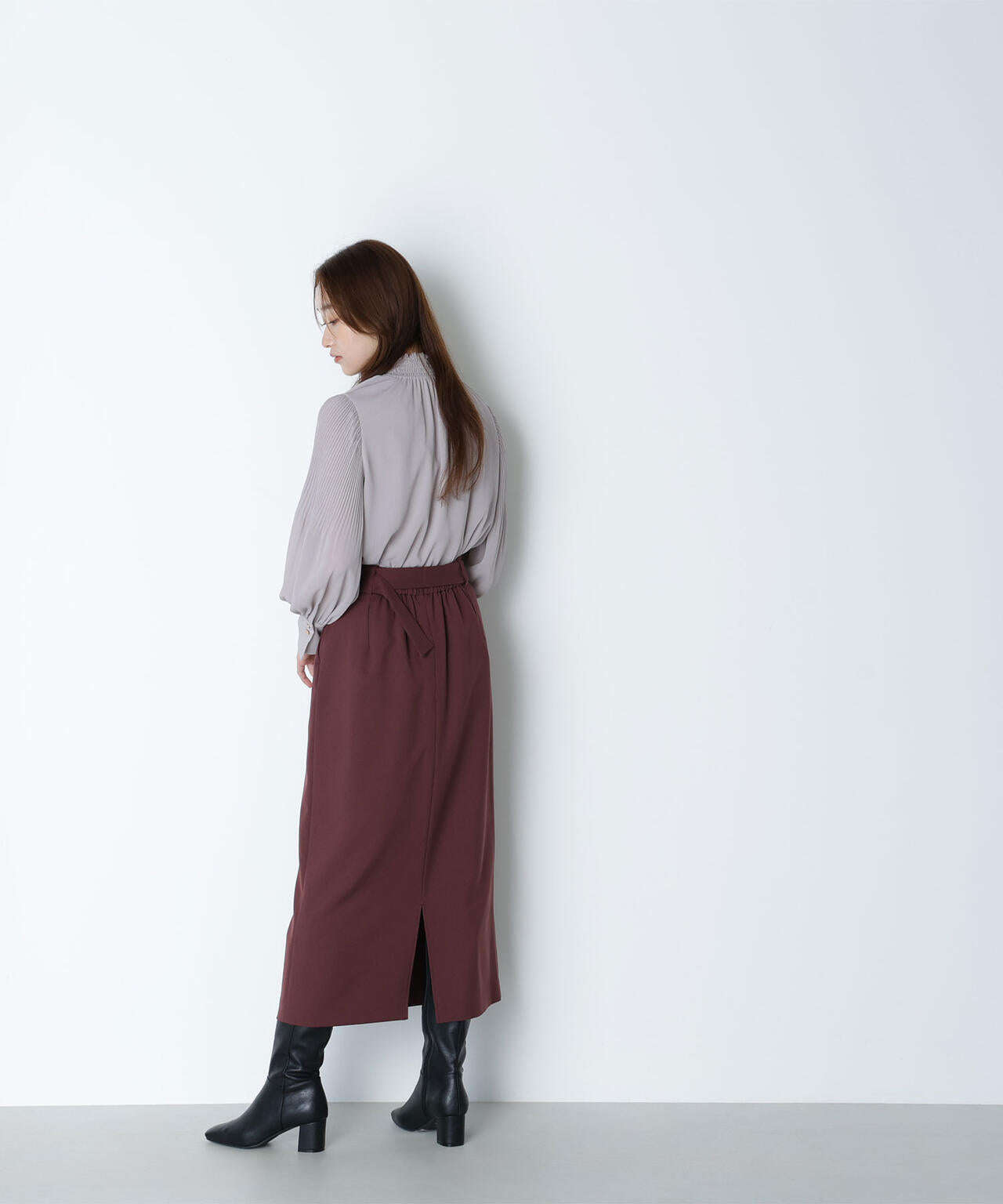 シャーリング楊柳ブラウス