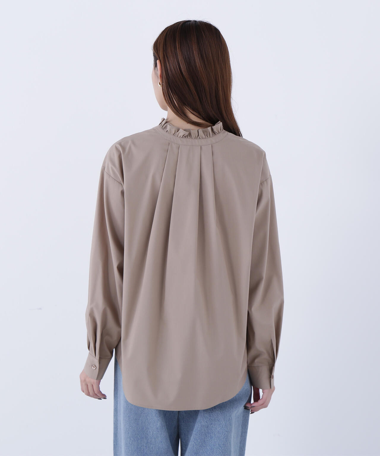 フリルネックスキッパーブラウス