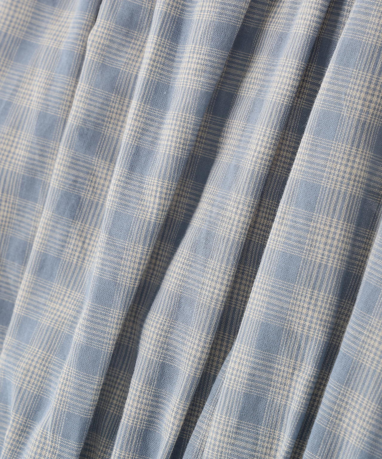 チェックペプラムブラウス