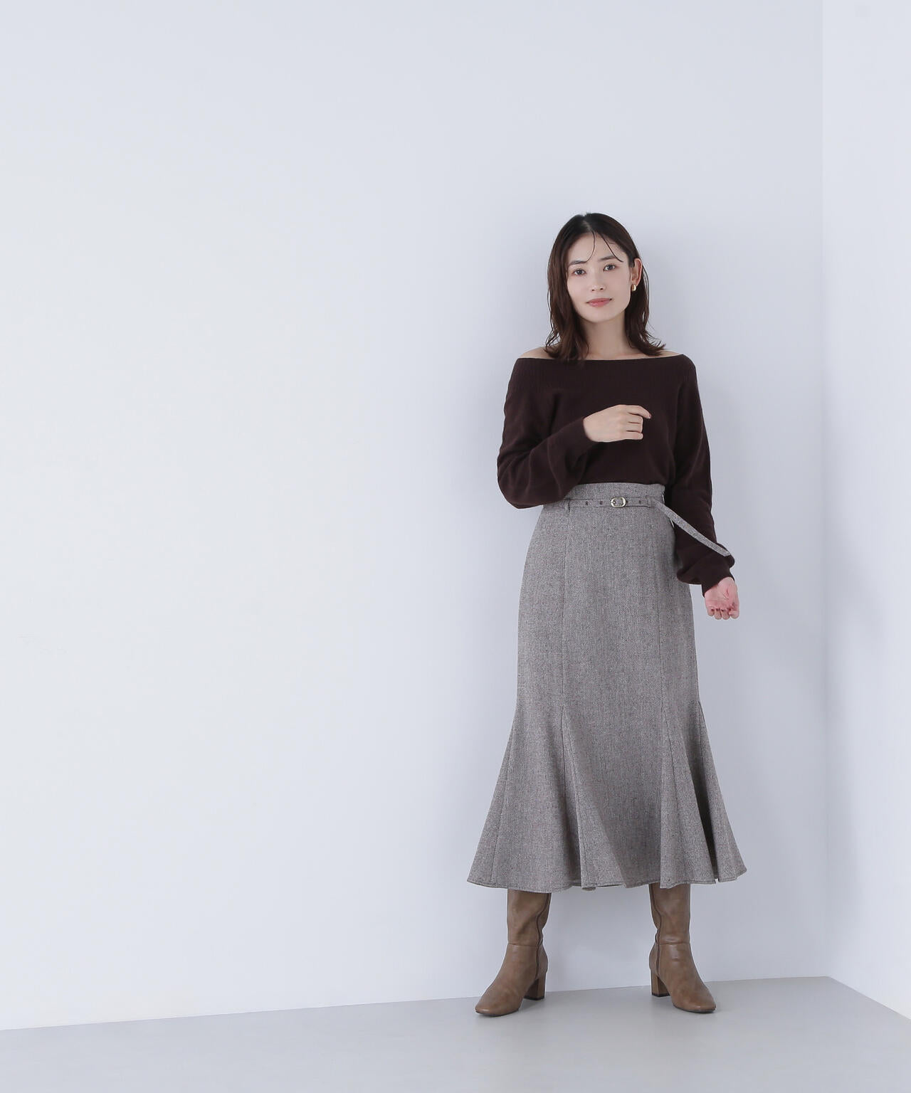 ツイーディーベルテッドマーメイドスカート