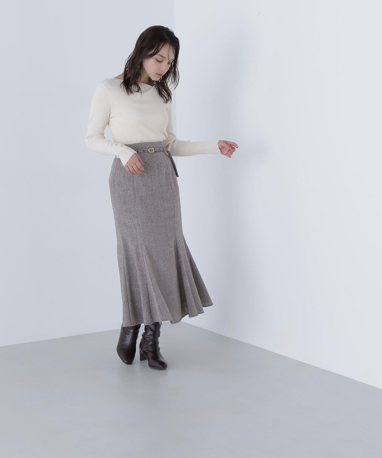 ツイーディーベルテッドマーメイドスカート