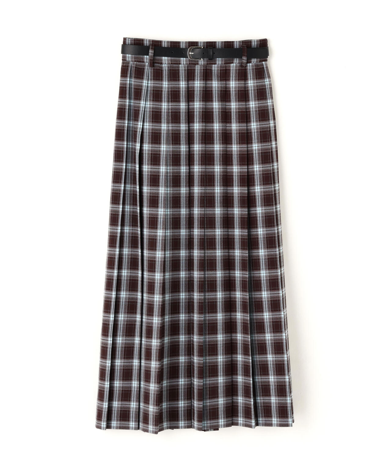 ベルテッドチェックプリーツスカート
