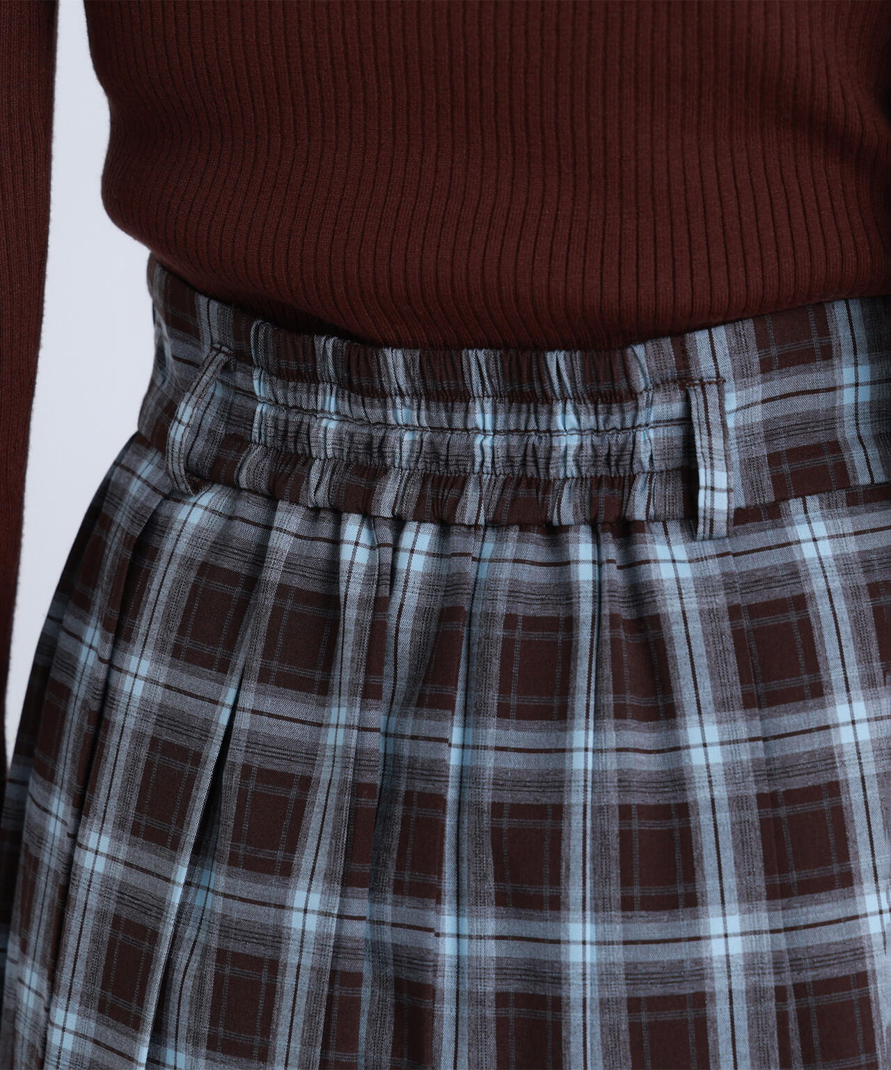 ベルテッドチェックプリーツスカート
