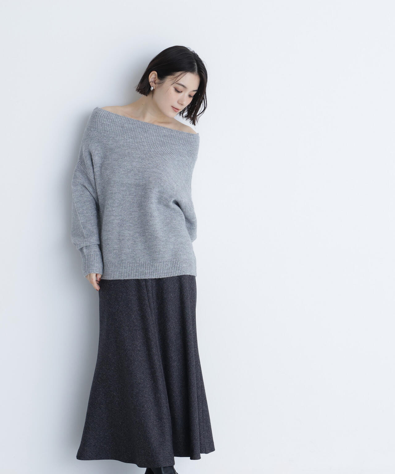 ネップツイードナロースカート