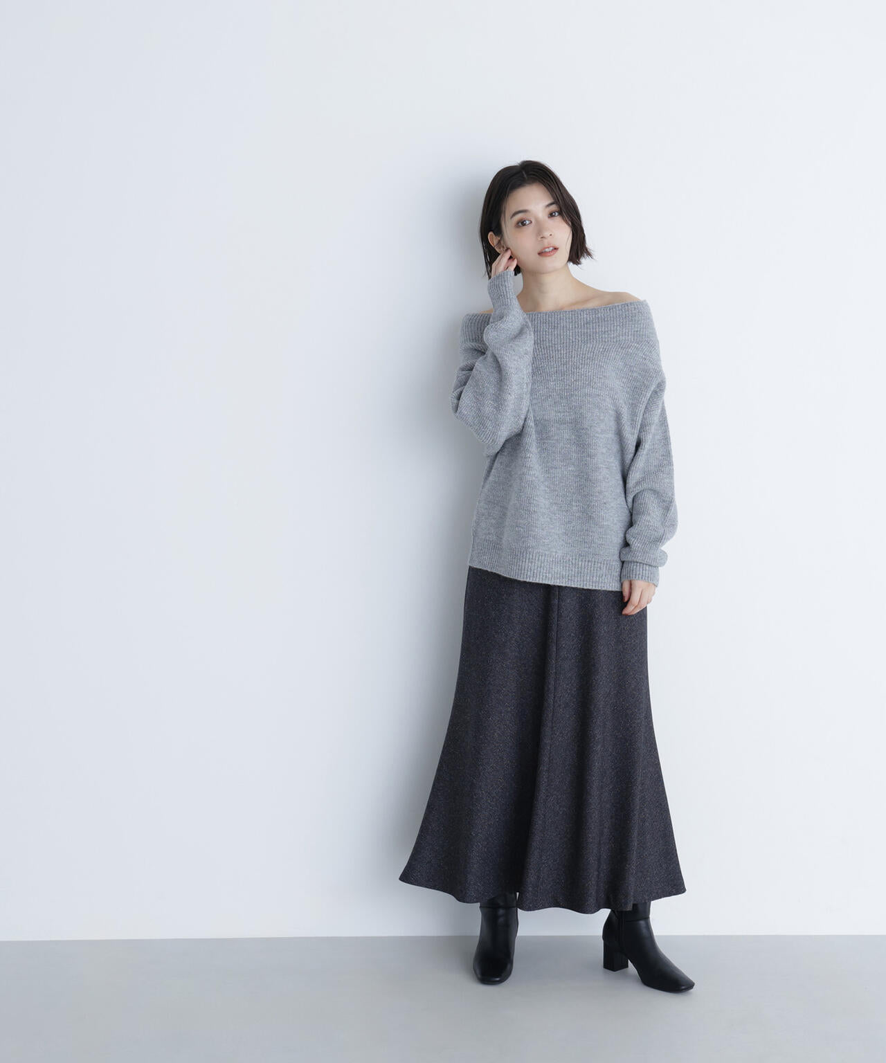 ネップツイードナロースカート